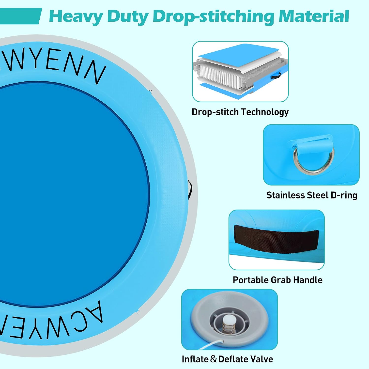 Thumbnail 1 de ACWYENN 6/8/10/12FT Inflatable Water Hammock – Large Round Floating Ring for Lake, Pool & Beach