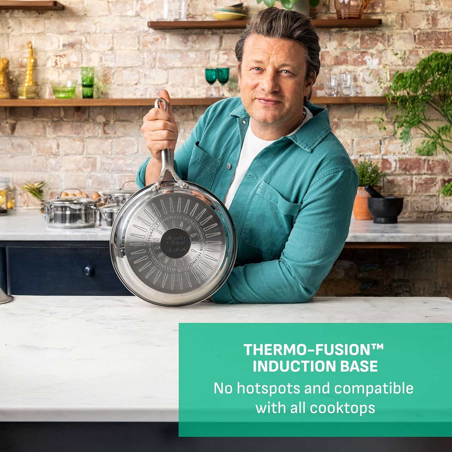 Detalle de Tefal Jamie Oliver Cook Smart E3110655 – patelnia 28 cm ze stali nierdzewnej