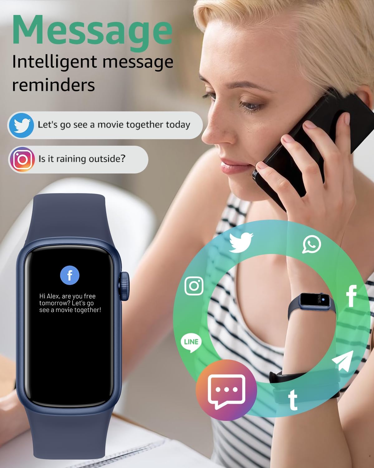 Thumbnail 3 de IMFRCHCS Fitness Tracker: 1.47" TFT Display, 130+ Modes, Sleep & Heart Rate Monitoring