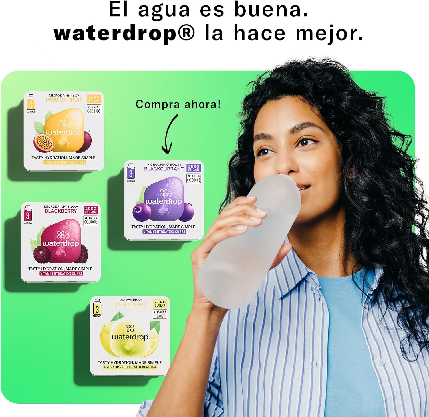 Thumbnail 4 de waterdrop® Starter Set 🌿 Botella 600ml + 18 Cubos Aromatizados
