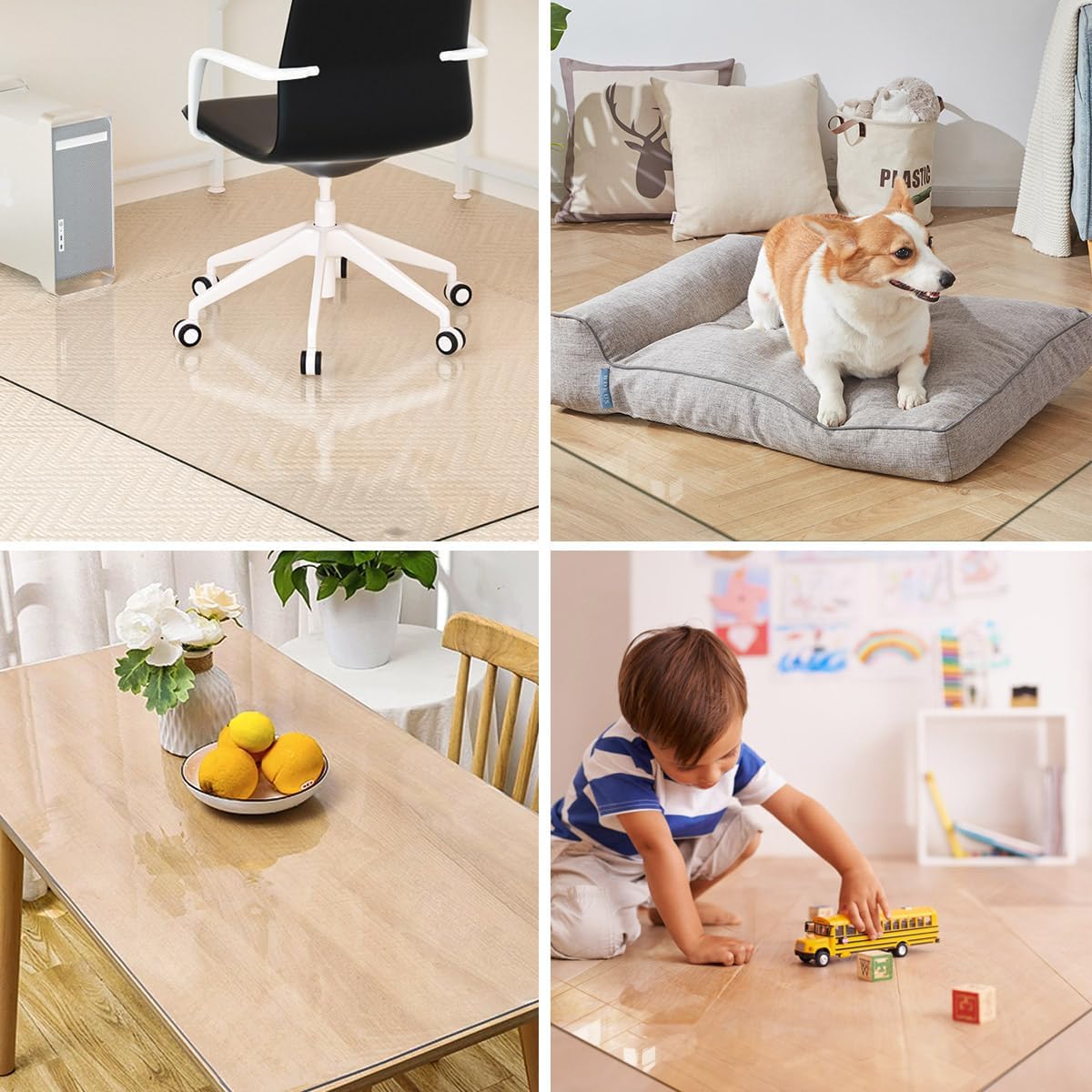 Thumbnail 4 de Koonmi K-GlassMat 3646-4MM Tempered Glass Chair Mat, 36" x 46