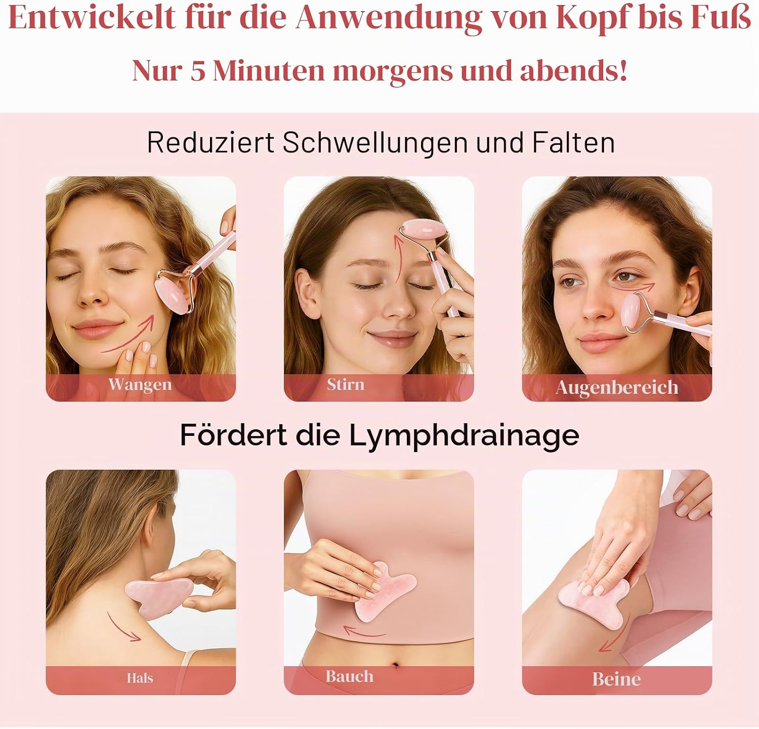Thumbnail 5 de BAIMEI Gua Sha Rosenquarz Set 1 Stück 🪷