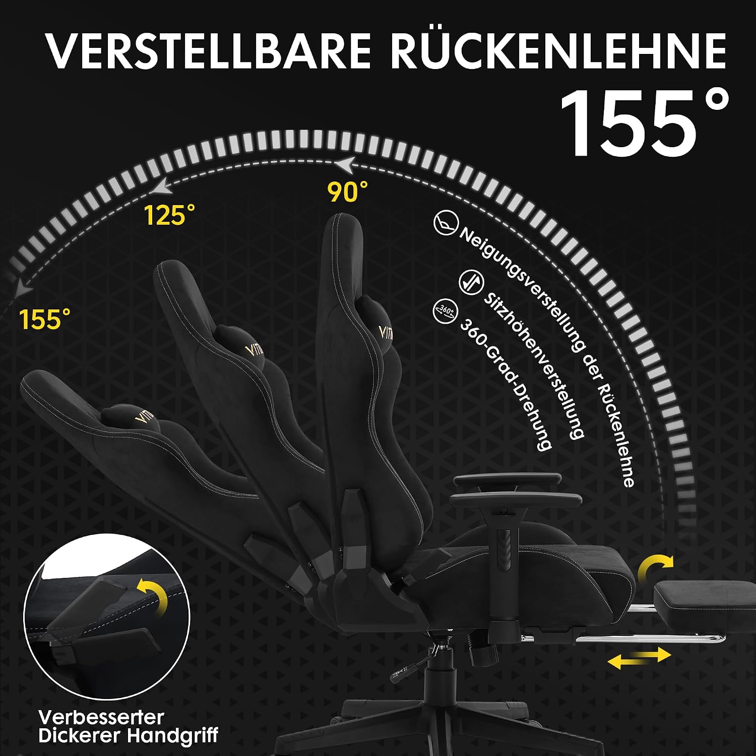 Detalle 2 de Vittanly Gaming Stuhl mit 3D-Armlehnen