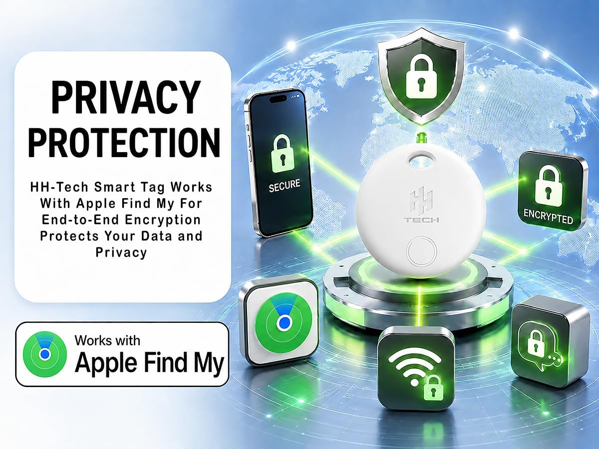 Thumbnail 6 de HH-Tech Smart Tag (Pack-2 Black+White) for Apple Find My: Key Finder & Tracker
