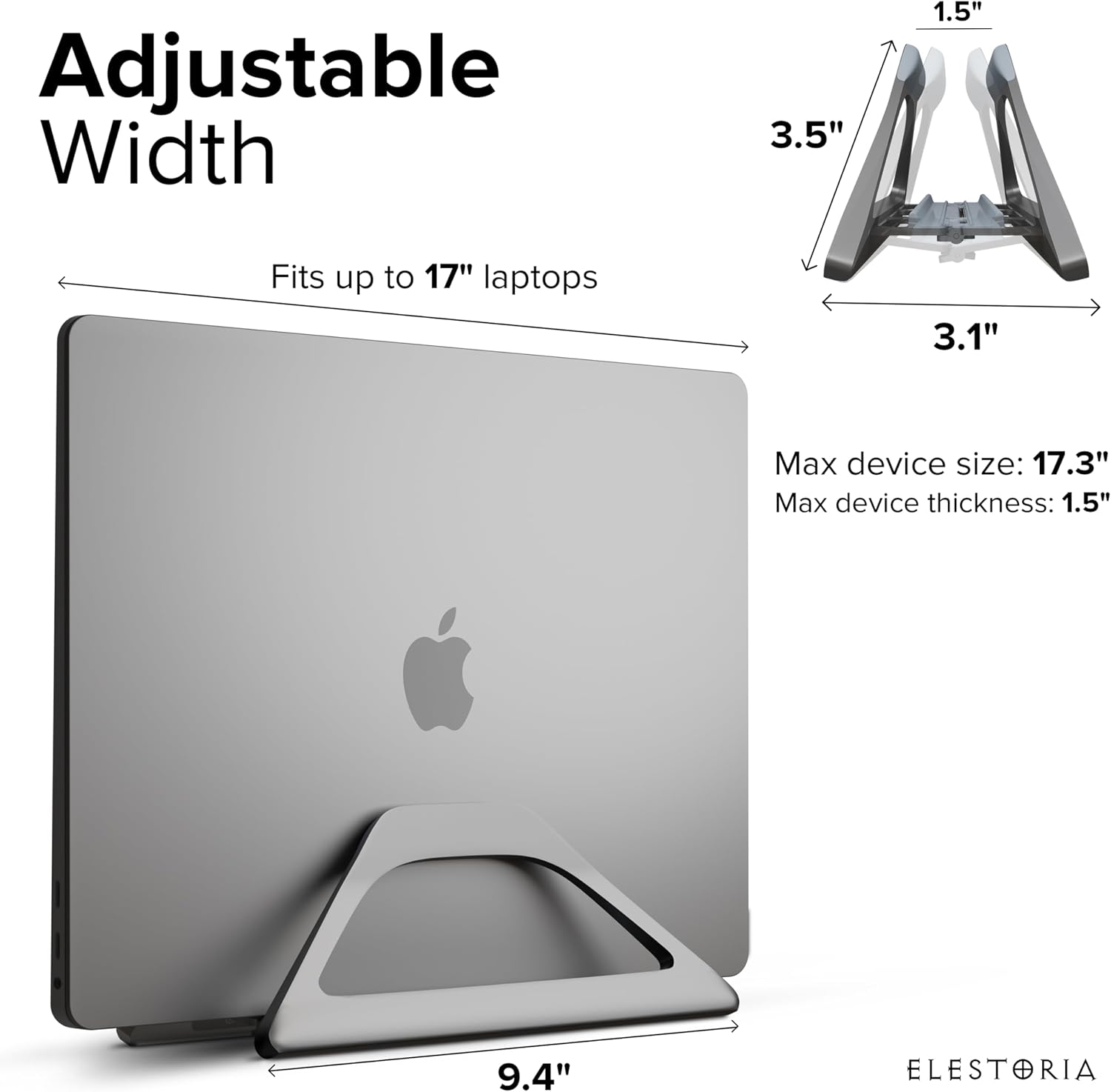Thumbnail 1 de Elestoria eles-gravity_dock-grey 縦型ノートPCスタンド アルミ製・調節式・自動開閉