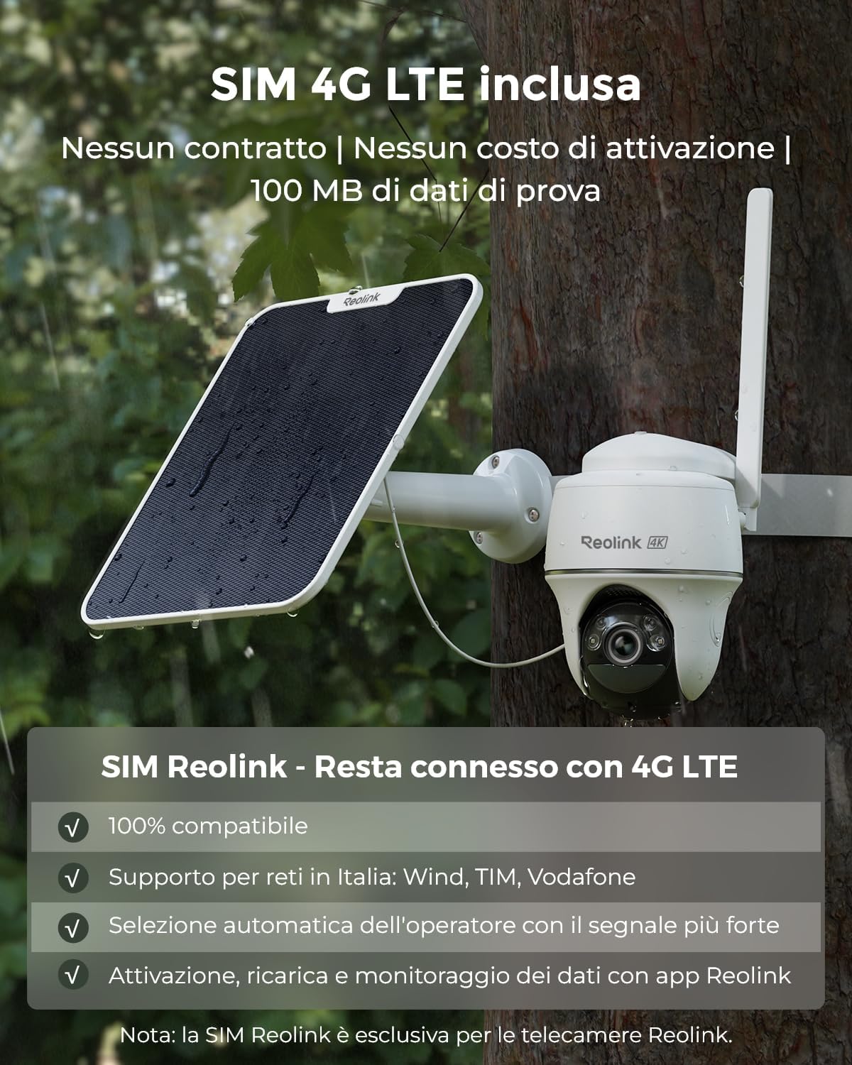 Detalle de Reolink Go PT Ultra 4G/4K: Telecamera esterna senza fili con pannello solare e 360° PTZ