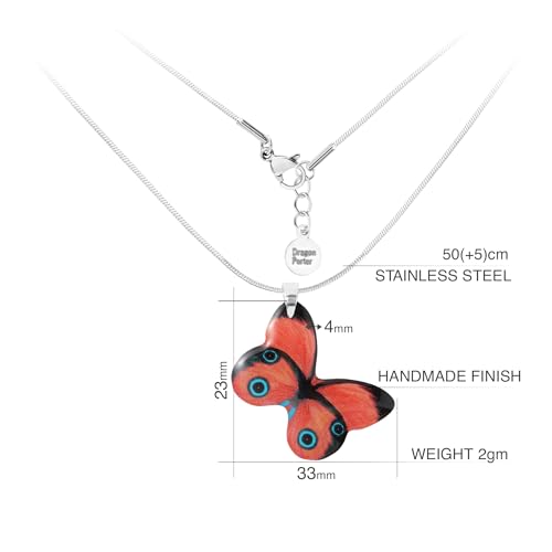 Detalle 2 de Dragon Porter Belle Pendentif Réglable Papillon Brun et Blanc — Collier Femme