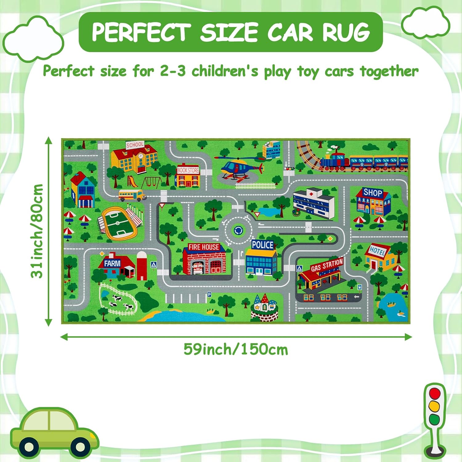 Detalle 2 de Capslpad Car Mat for Children 80x150 cm – City Town Roads Interactive Play Rug