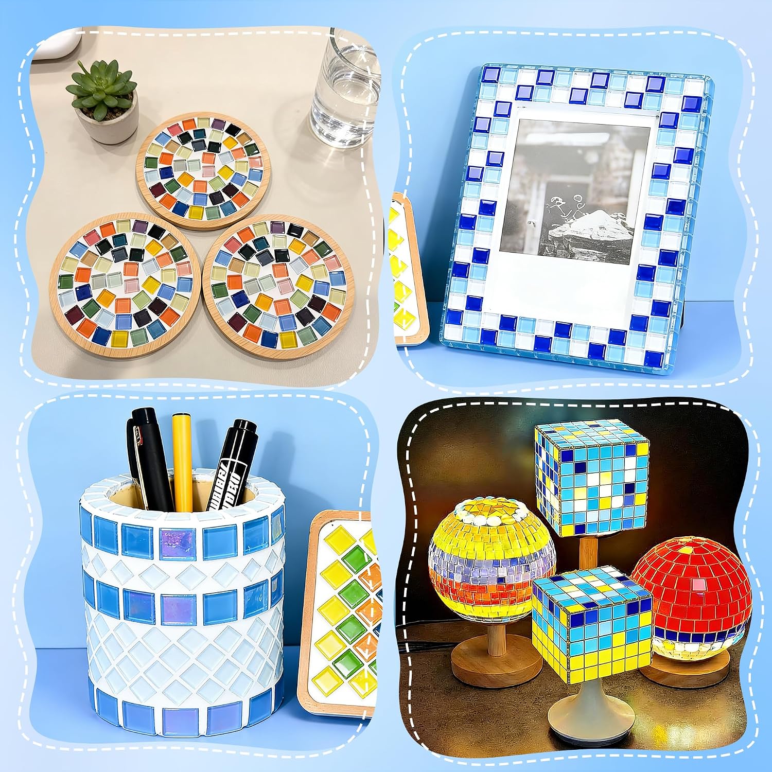 Thumbnail 5 de Zourglow 1kg Square Crystal Mosaic Tiles – Mixed Colour Mosaic Kit for DIY Crafts