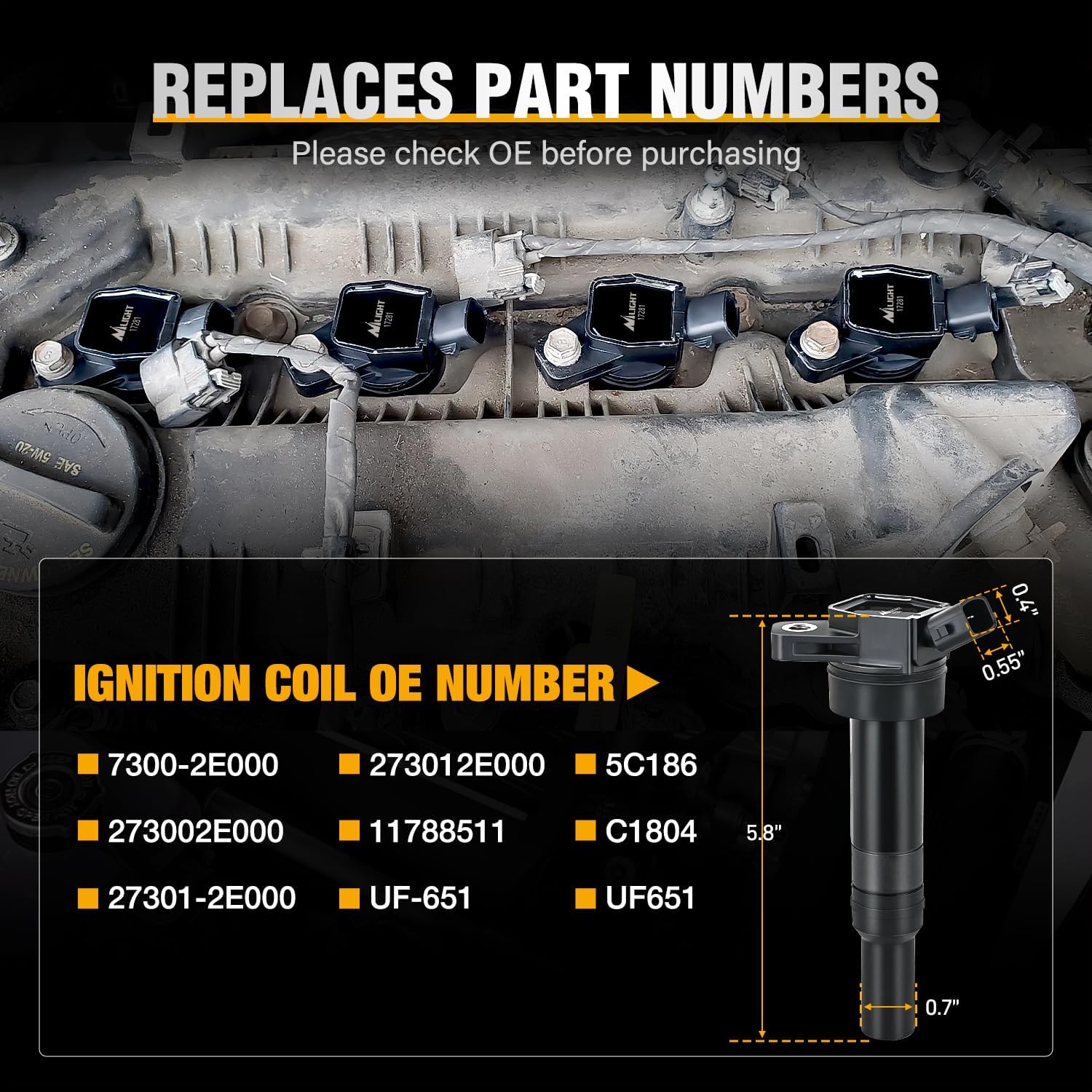 Thumbnail 3 de Nilight Ignition Coils UF651 4-pack 🛠