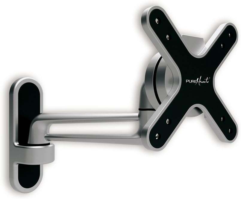 Thumbnail 2 de PureMounts STYLE-23C Wandhalterung für TV (33–69 cm), neig- & drehbar, VESA 100×100, schwarz/silber