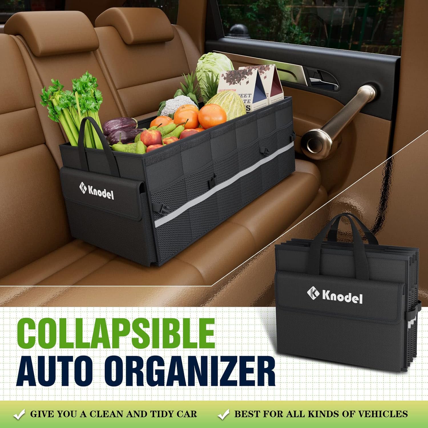 Thumbnail 1 de K KNODEL Car Trunk Organizer with Lid, Large 3-Compartment Collapsible Storage for SUV, Truck, or Sedan