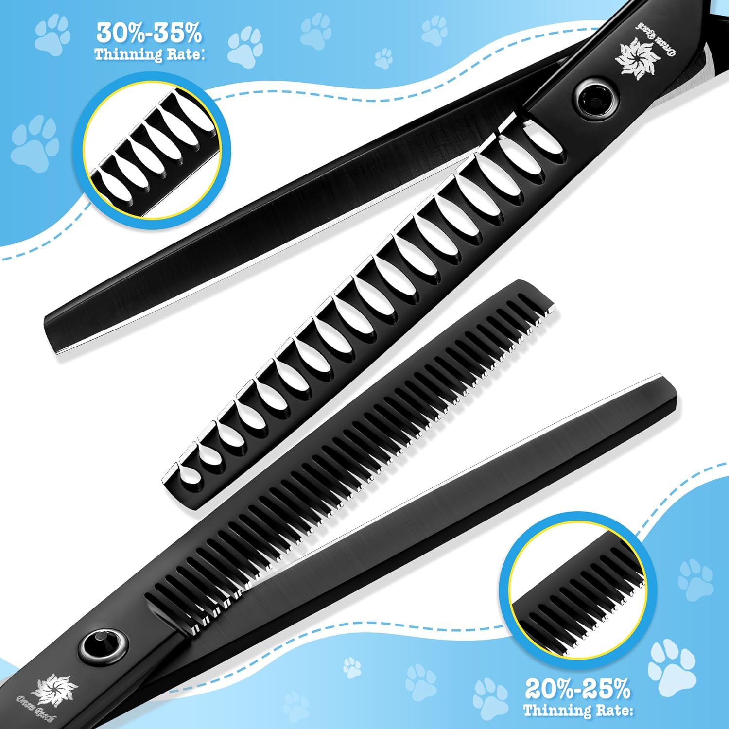Detalle de Dream Reach 7" Dog Grooming Scissors Kit — 6-piece set ✂