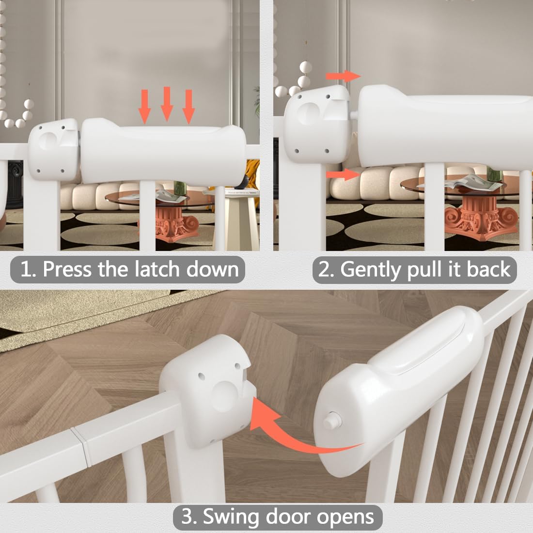 Detalle 2 de Fairy Baby W046White Extra-Wide Safety Gate, 43.5–48-Inch, Auto-Close