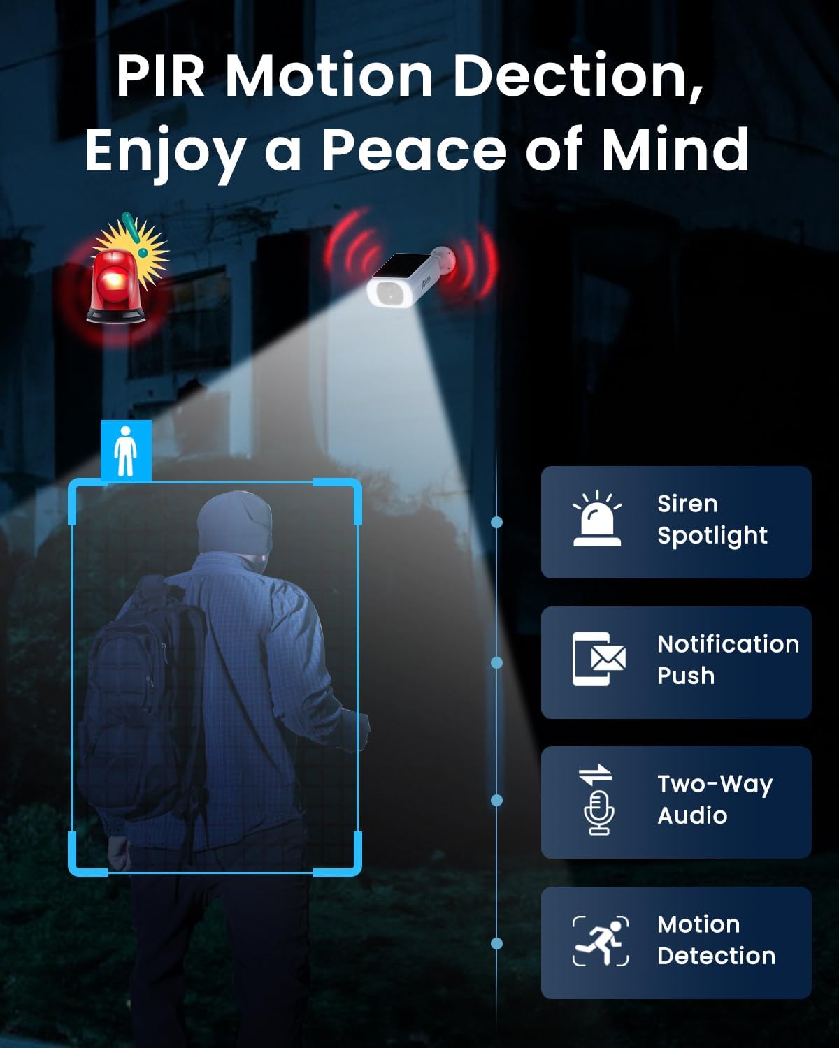 Thumbnail 3 de ANRAN 2K Solar Wireless Outdoor Security Camera System (4 Pack) with Color Night Vision, AI Detection, and Alexa Compatibility