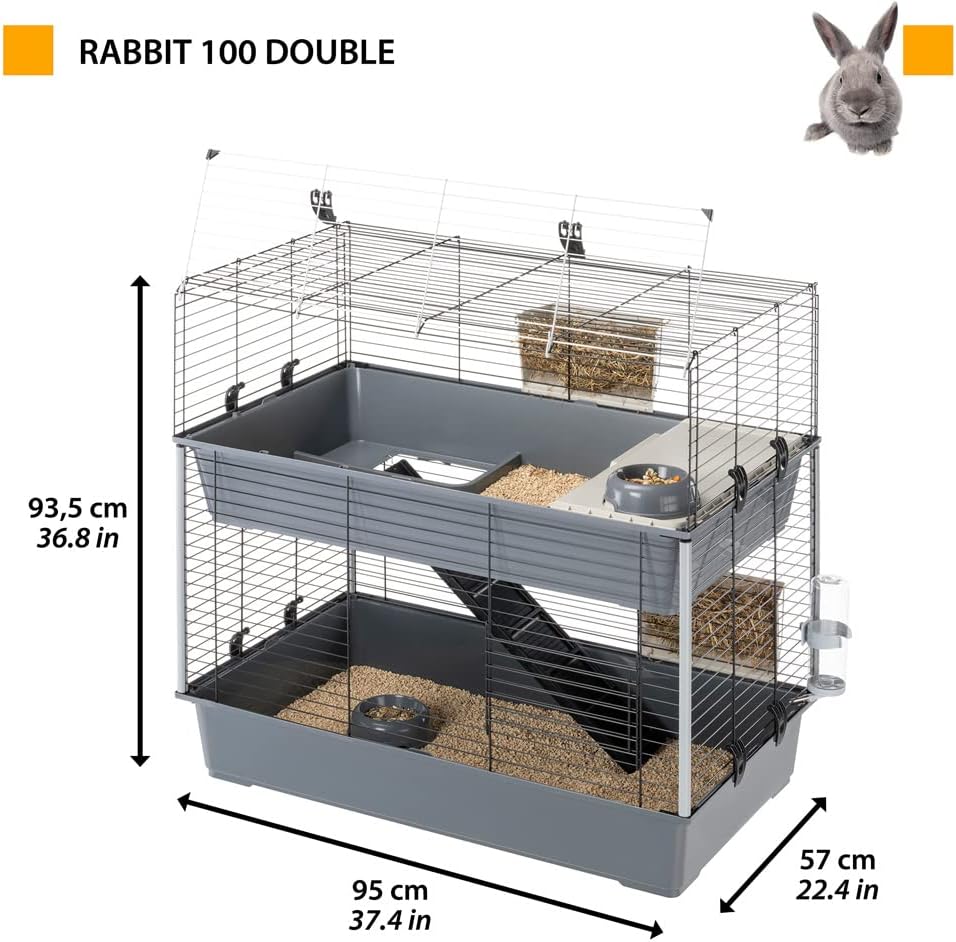 Detalle 2 de Ferplast RABBIT 100 DOUBLE gabbia 93,5 cm 🐰