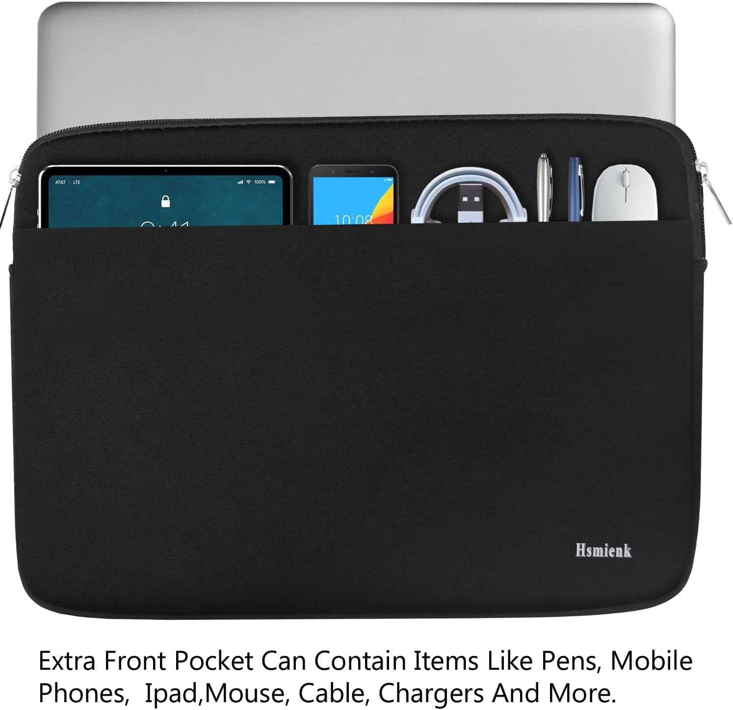 Detalle 2 de Laptop Case Sleeve 15.6 inch (Black) — Shockproof Protective Notebook Cover with Accessory Pocket
