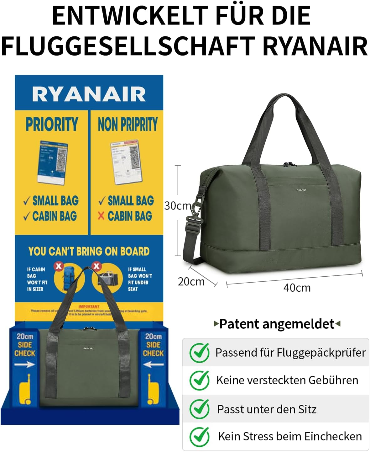 Thumbnail 2 de ECOHUB 20L Ryanair Handgepäck Grün