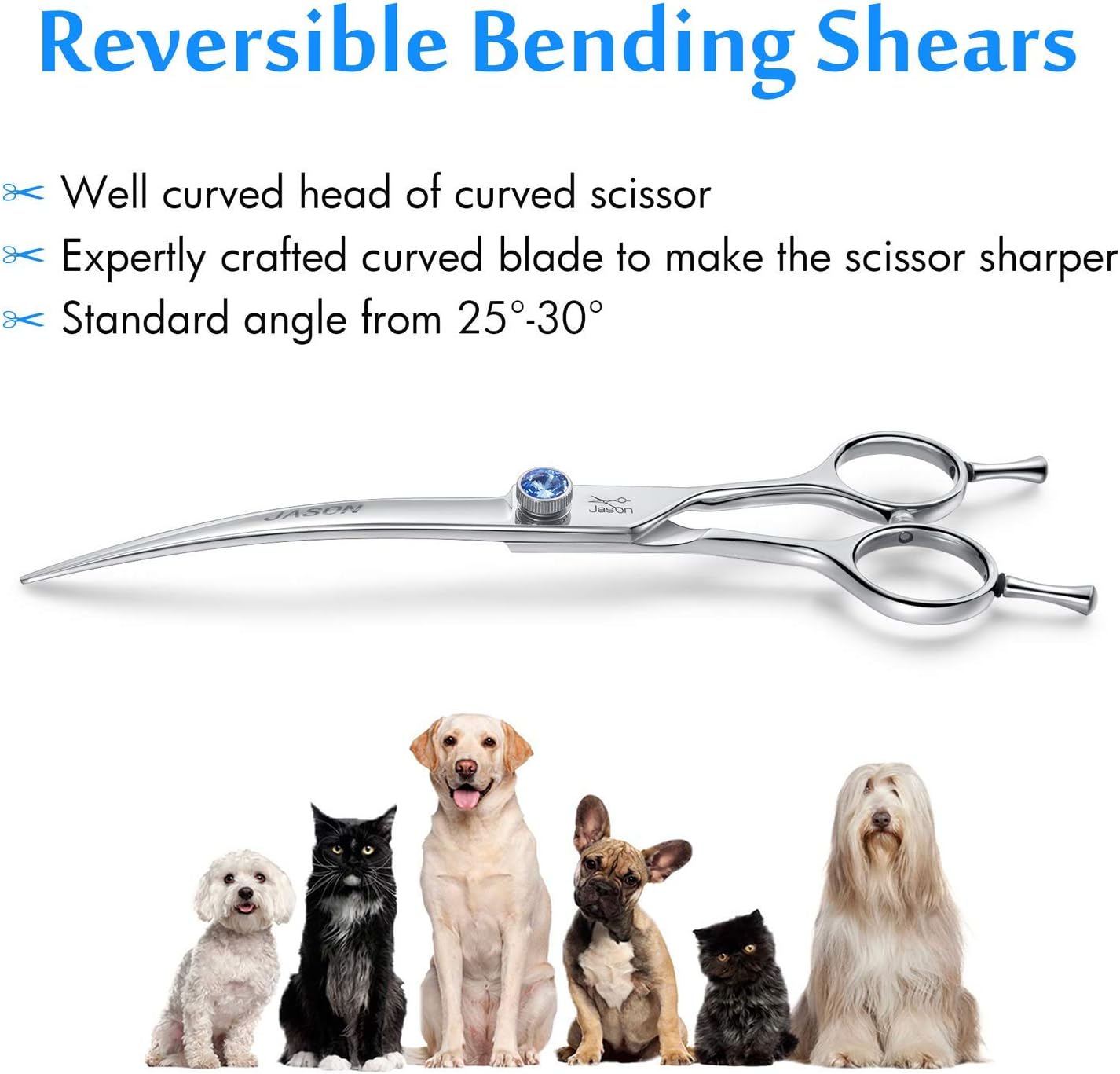 Thumbnail 1 de JASON 7-inch Curved Dog Grooming Scissors for Right-Handed Pets Groomers or Cat Owners