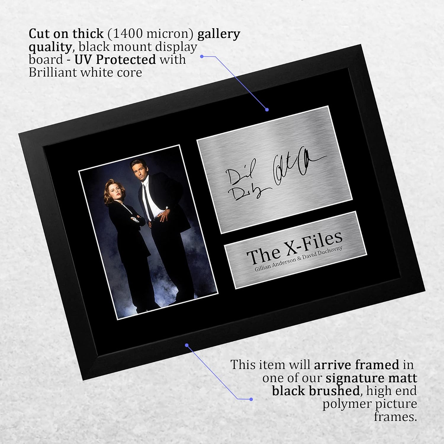 Thumbnail 2 de HWC Trading The X-Files signed framed A4 print featuring Gillian Anderson & David Duchovny