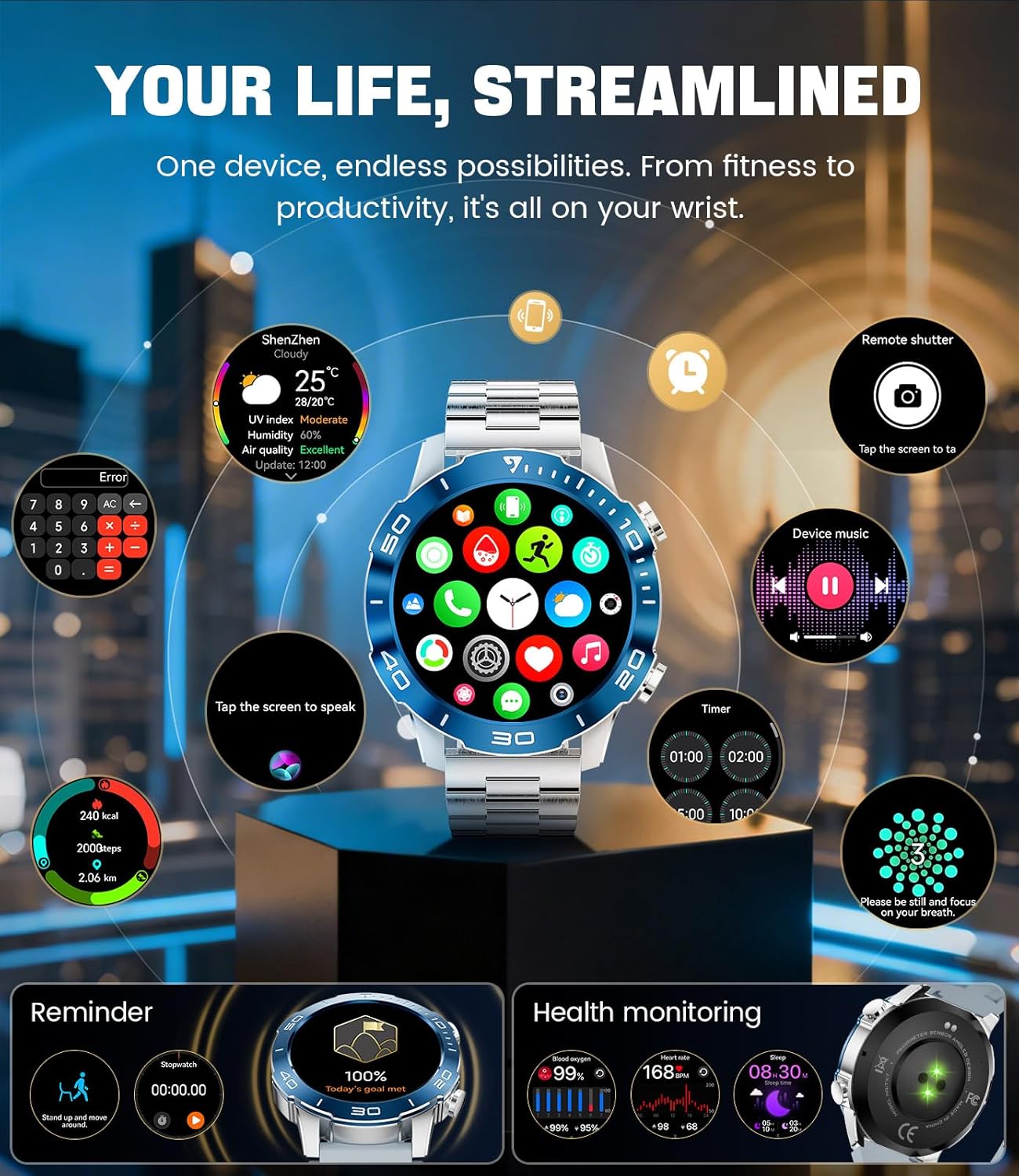 Thumbnail 6 de LIGE Montre Connectée Homme 1.43" AMOLED