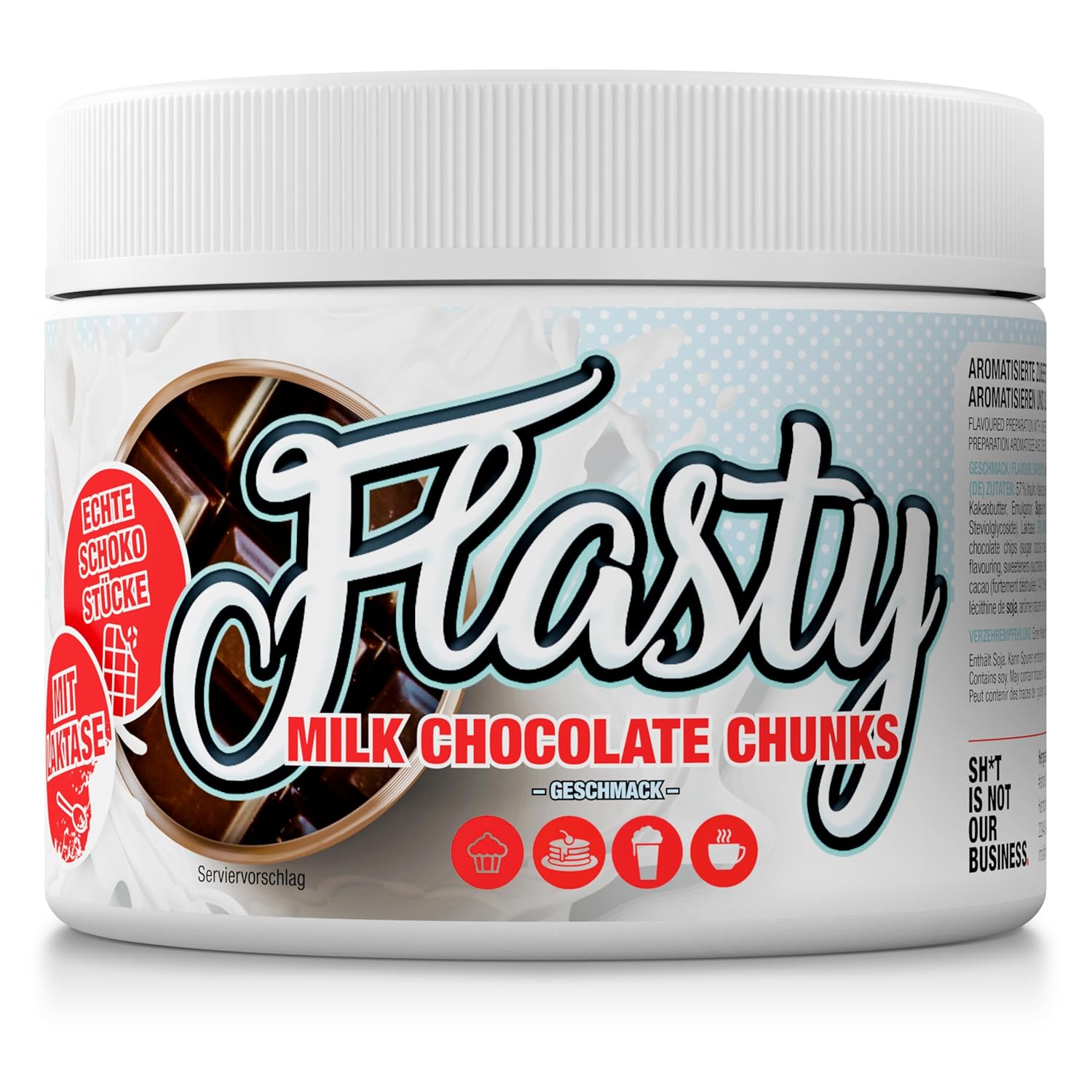 Detalle de Flasty Geschmackspulver Milk Chocolate Chunks – kalorienarm mit echten Chunks, 250 g