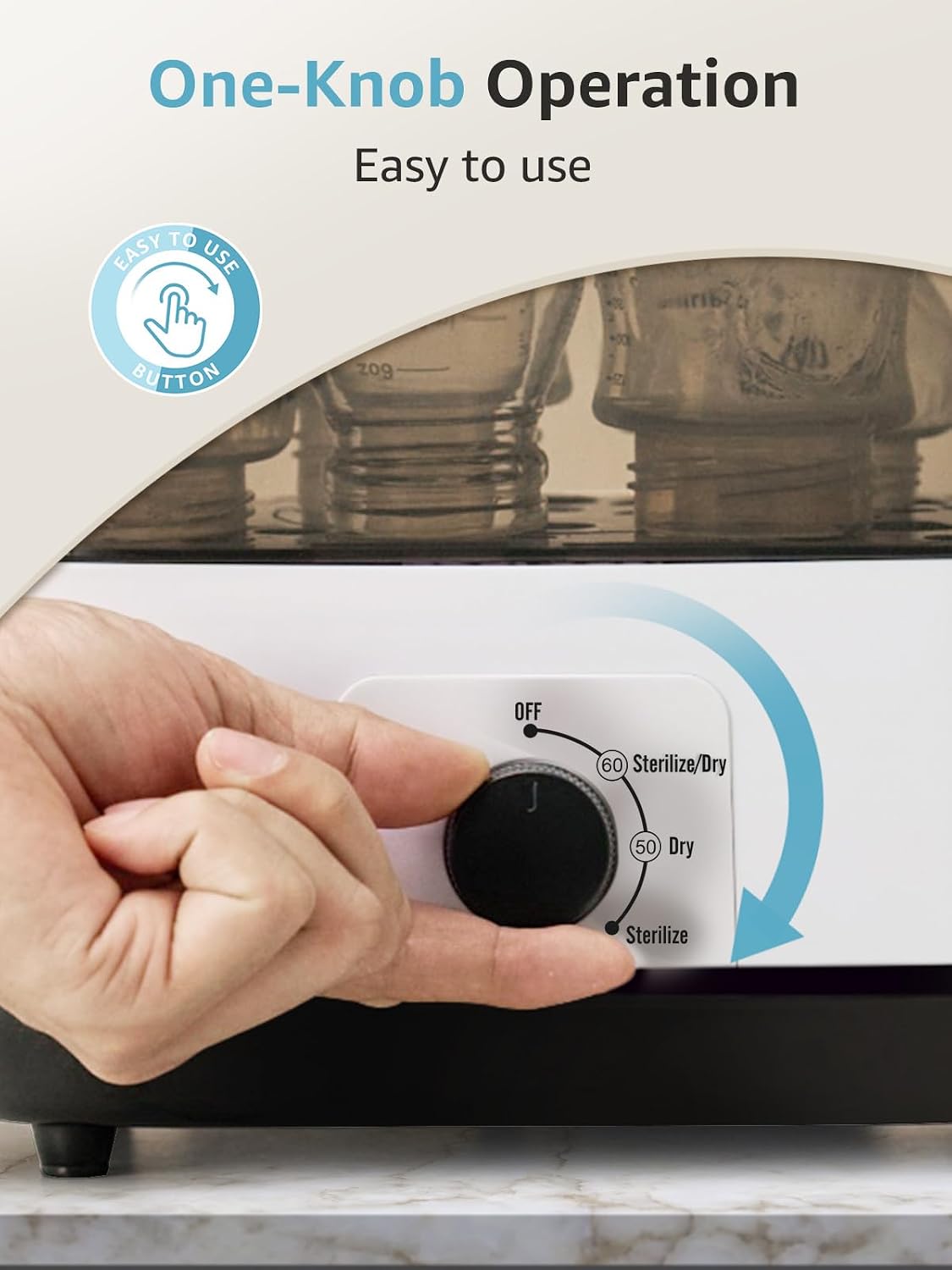 Detalle de GROWNSY 4-in-1 Baby Bottle Sterilizer and Dryer, 360° Steam, 72-Hour Storage