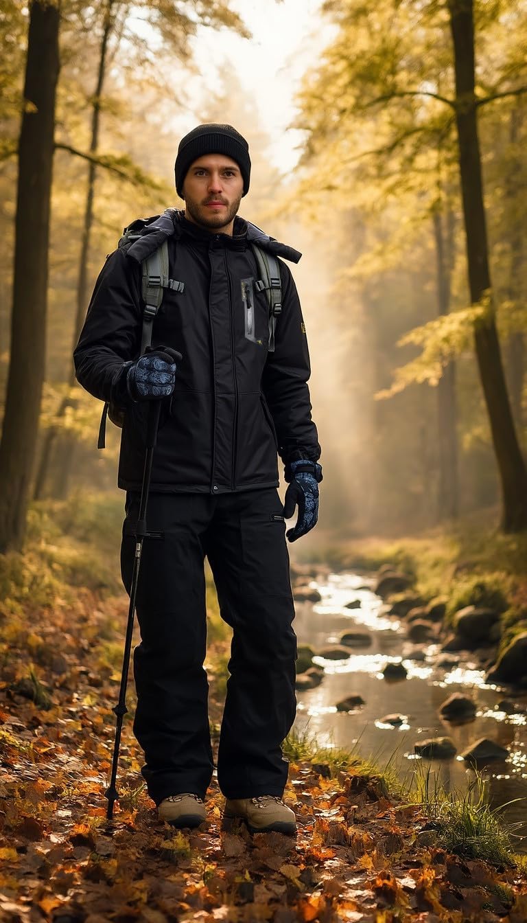 Thumbnail 5 de PrimeCrest Hombres Chaqueta impermeable con capucha desmontable