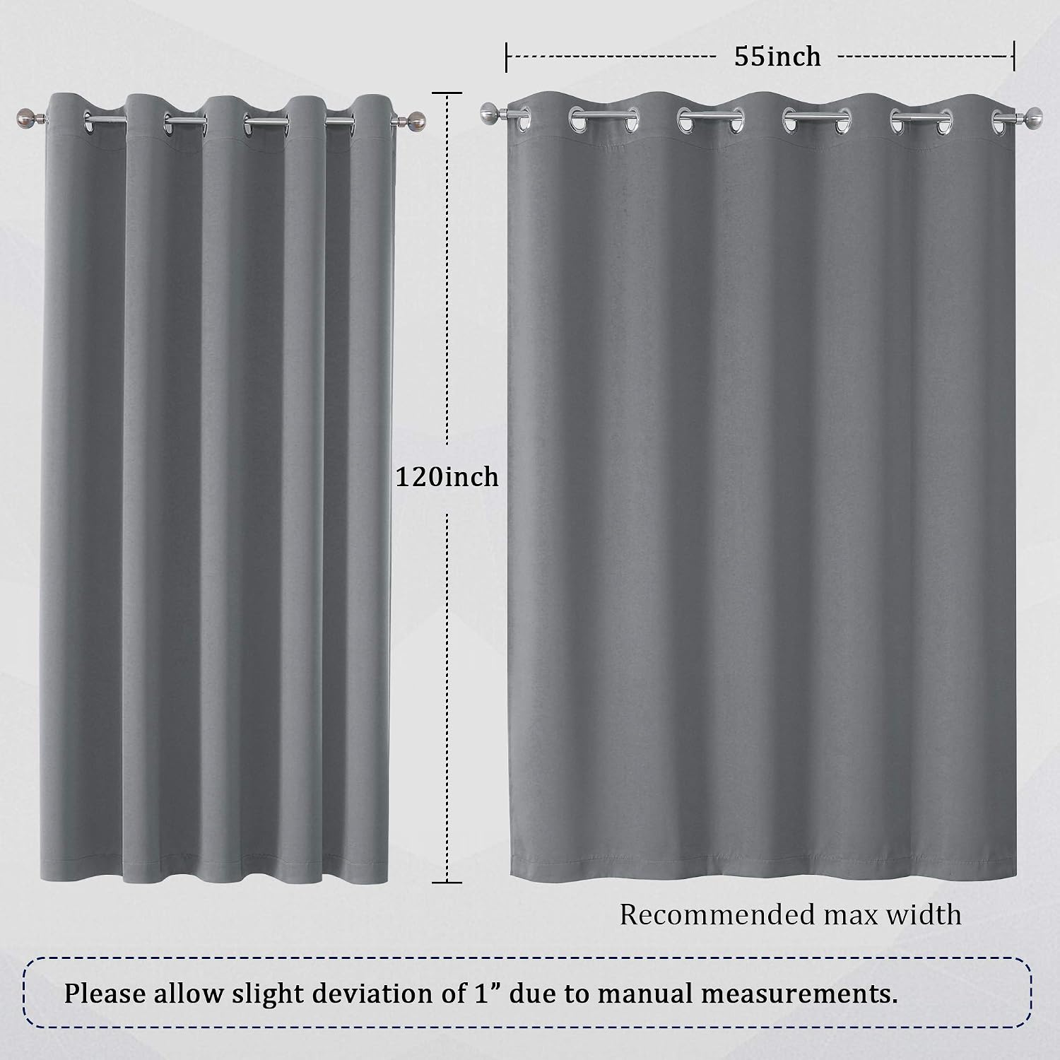 Detalle 2 de DUALIFE Blackout Curtains, 120 Inches Long