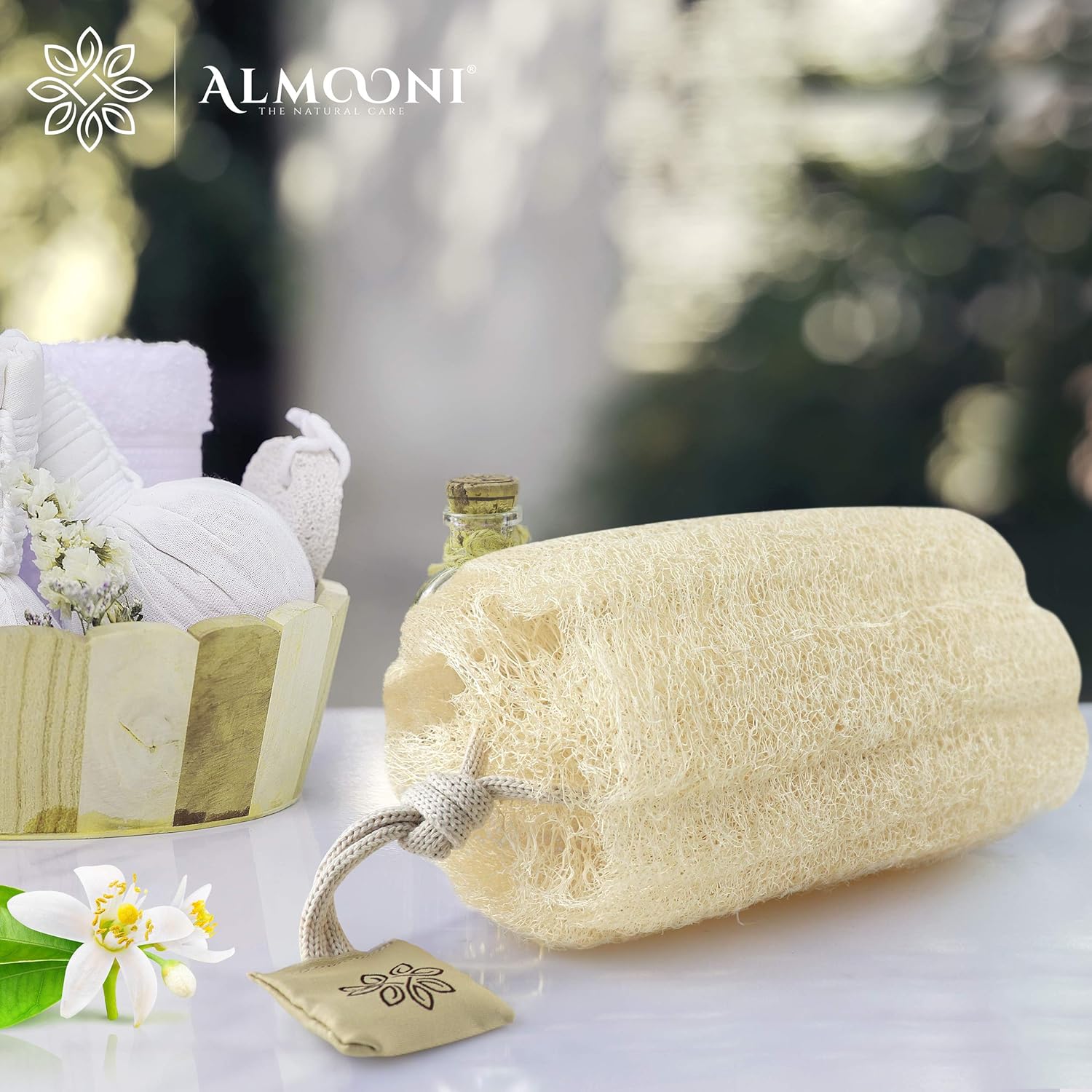 Detalle 2 de Almooni Egyptian Loofah Exfoliating Sponge 3-pack