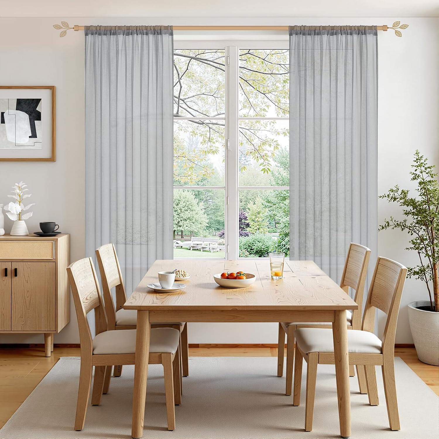 Thumbnail 6 de MRTREES Grey Net Curtains for Windows (2 Panels, 46 x 54 Inch) – Voile Rod Pocket Sheers