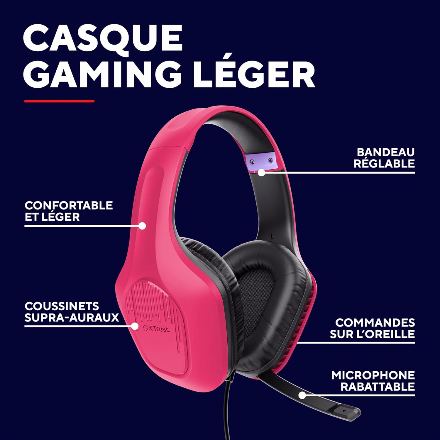 Thumbnail 1 de Trust Gaming GXT 418P Rayne : casque gaming léger, micro rétractable et multiplateforme