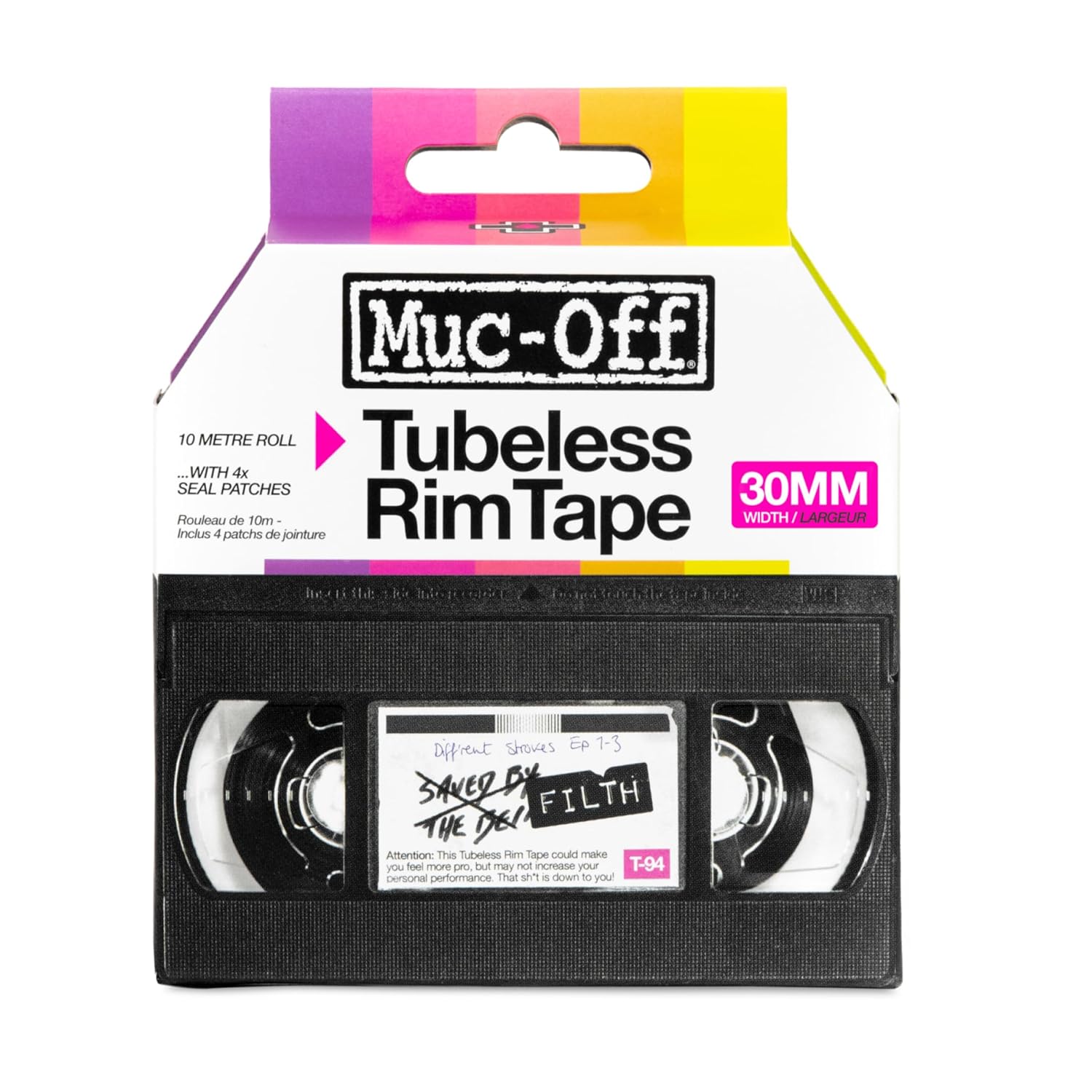 Muc-Off Fond de Jante Tubeless 30 mm – Rouleau 10 m avec patches d’étanchéité (4) et 6 largeurs compatibles