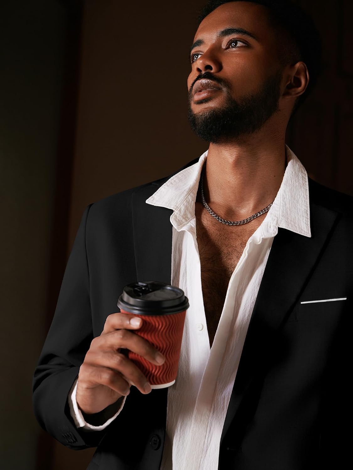 Thumbnail 1 de MAGE MALE Men's One-Button Blazer, Slim Fit, Notched Lapel, Two Vents