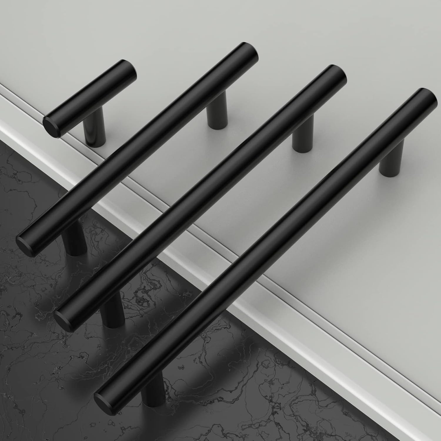 Detalle 2 de Amerdeco 20 pezzi Maniglie per Mobili da Cucina Nero – maniglie cucina con distanza foro 128 mm in acciaio inossidabile