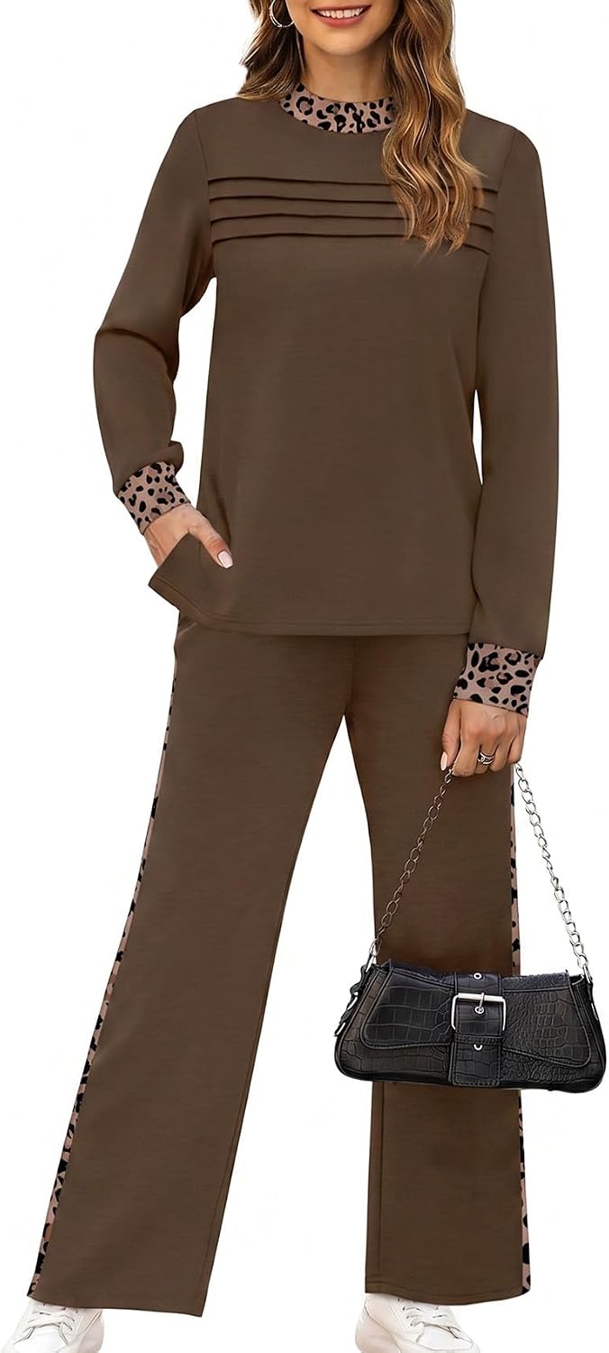 Thumbnail 1 de WIHOLL Women's Two-Piece Lounge Set, Side-Slit Top and Wide-Leg Pants