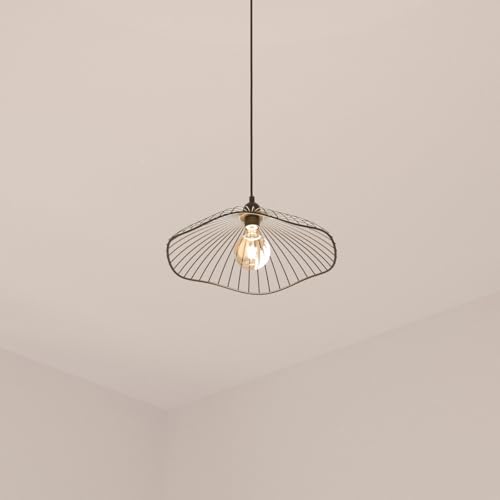 Detalle de Atmosphera Suspension Galt Métal Noir – Ø34 cm, câble réglable 80 cm, E27 40W (ampoule non incluse)