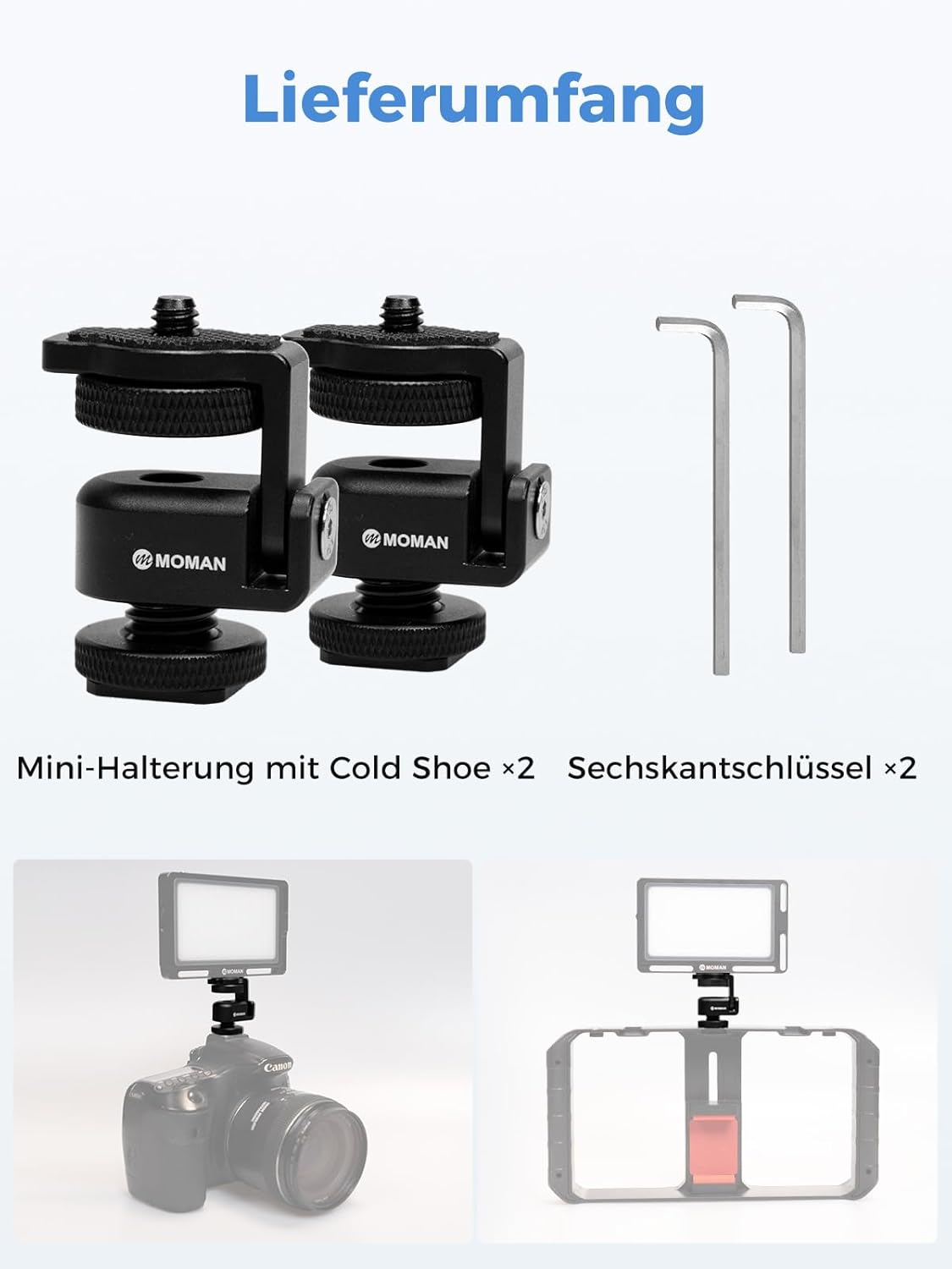 Thumbnail 5 de Moman Kamera-Monitor-Unterstützung Cold Shoe Adapter Mount – 2er-Set