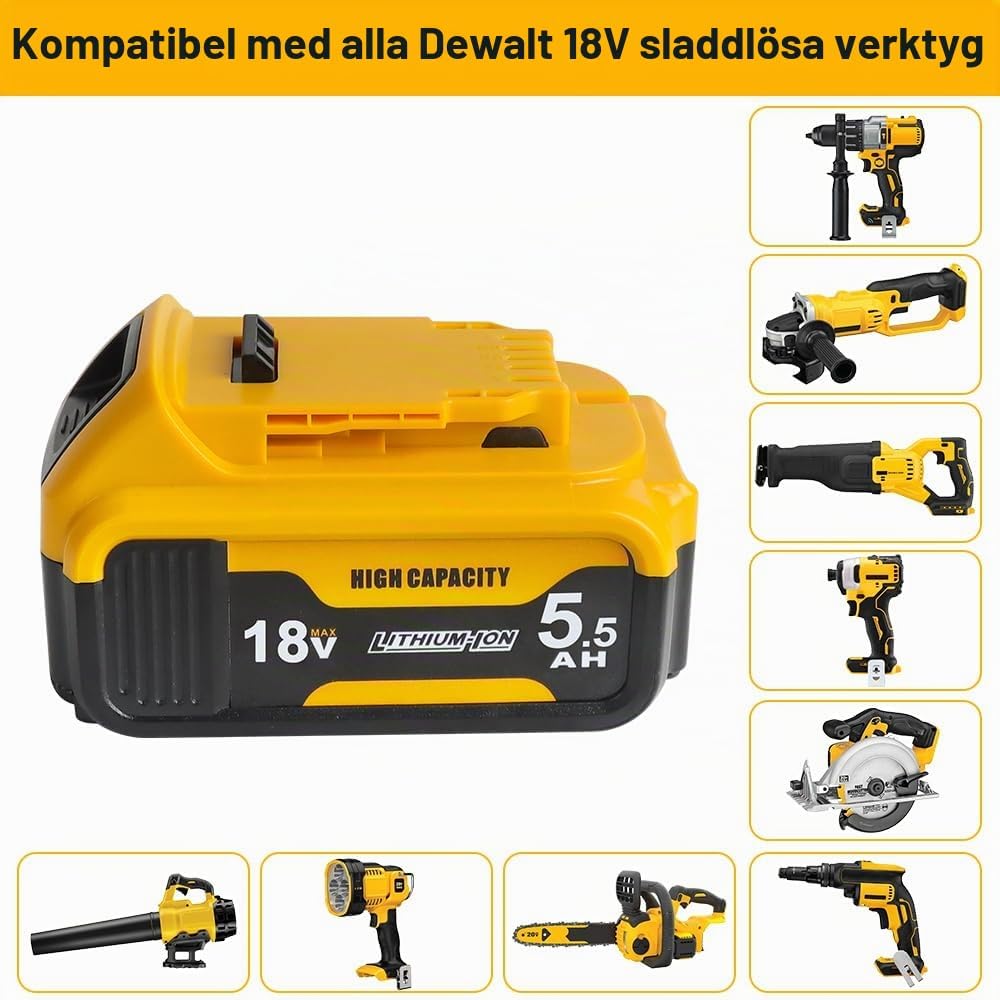 Detalle 2 de Powarobo WTL255 18 V 5,5 Ah Li-ion-batteri med LED-indikator