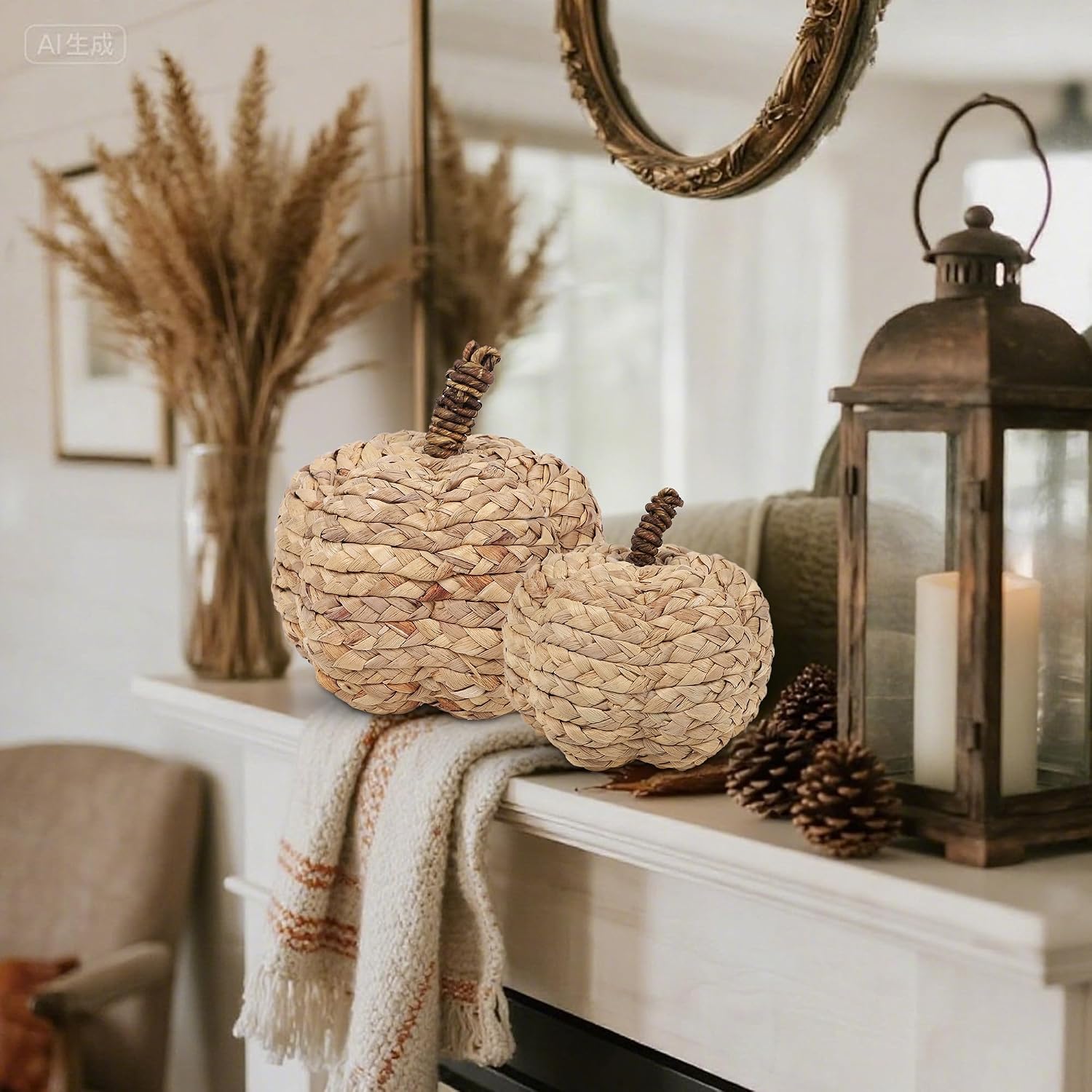 Detalle 2 de Winemana Woven Pumpkin Decor, Cattail