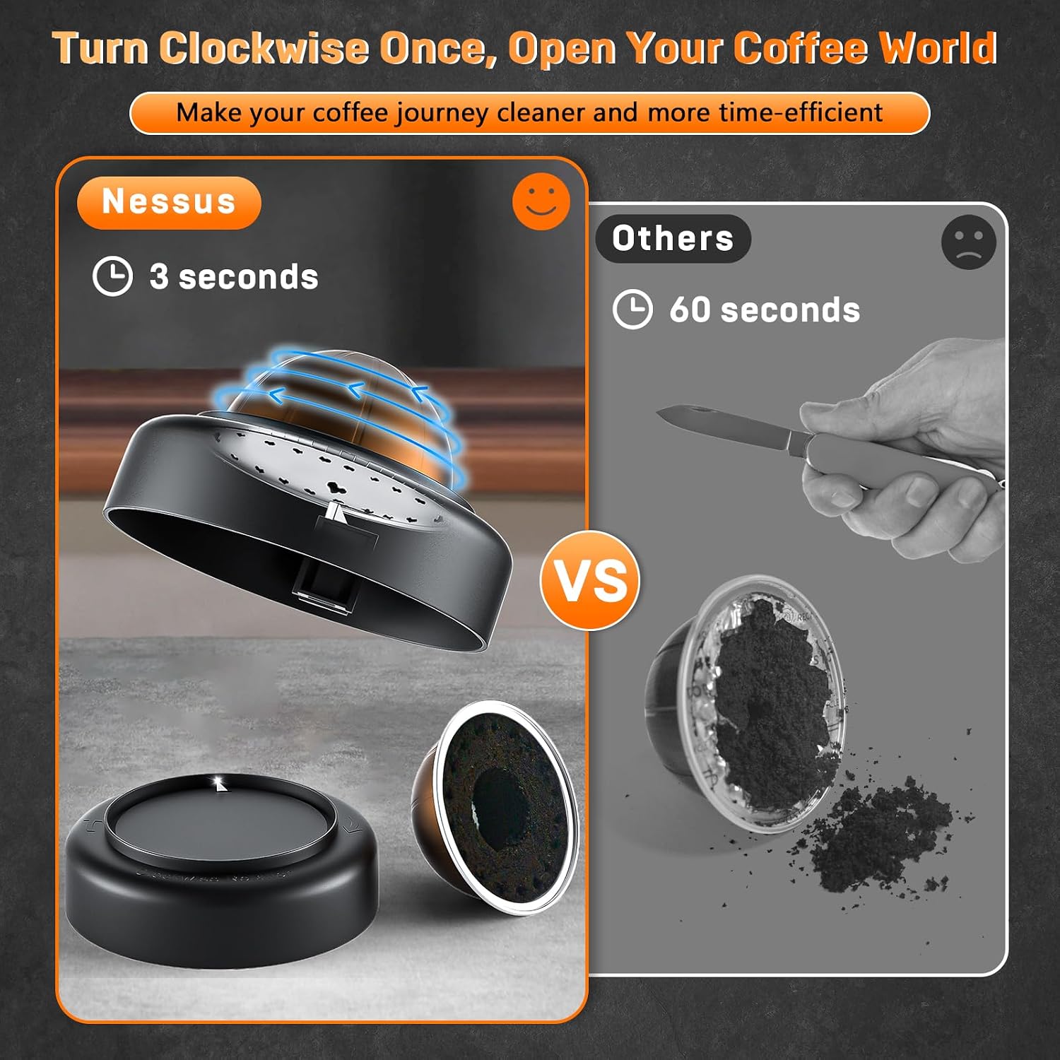 Detalle de NESSUS Refill Kit for Reusable Nespresso Vertuo Pods: Lid Easy Remover, 100 Aluminum Foil Lids, and Refill Accessories