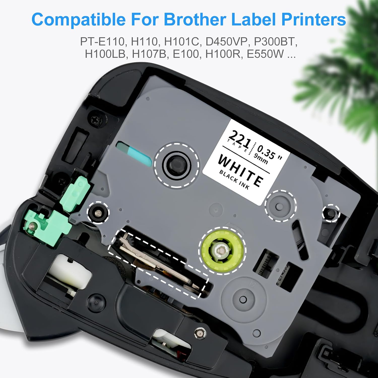 Detalle de 3x 9mm Black on White TZe-221 compatible label tape for Brother P-touch printers