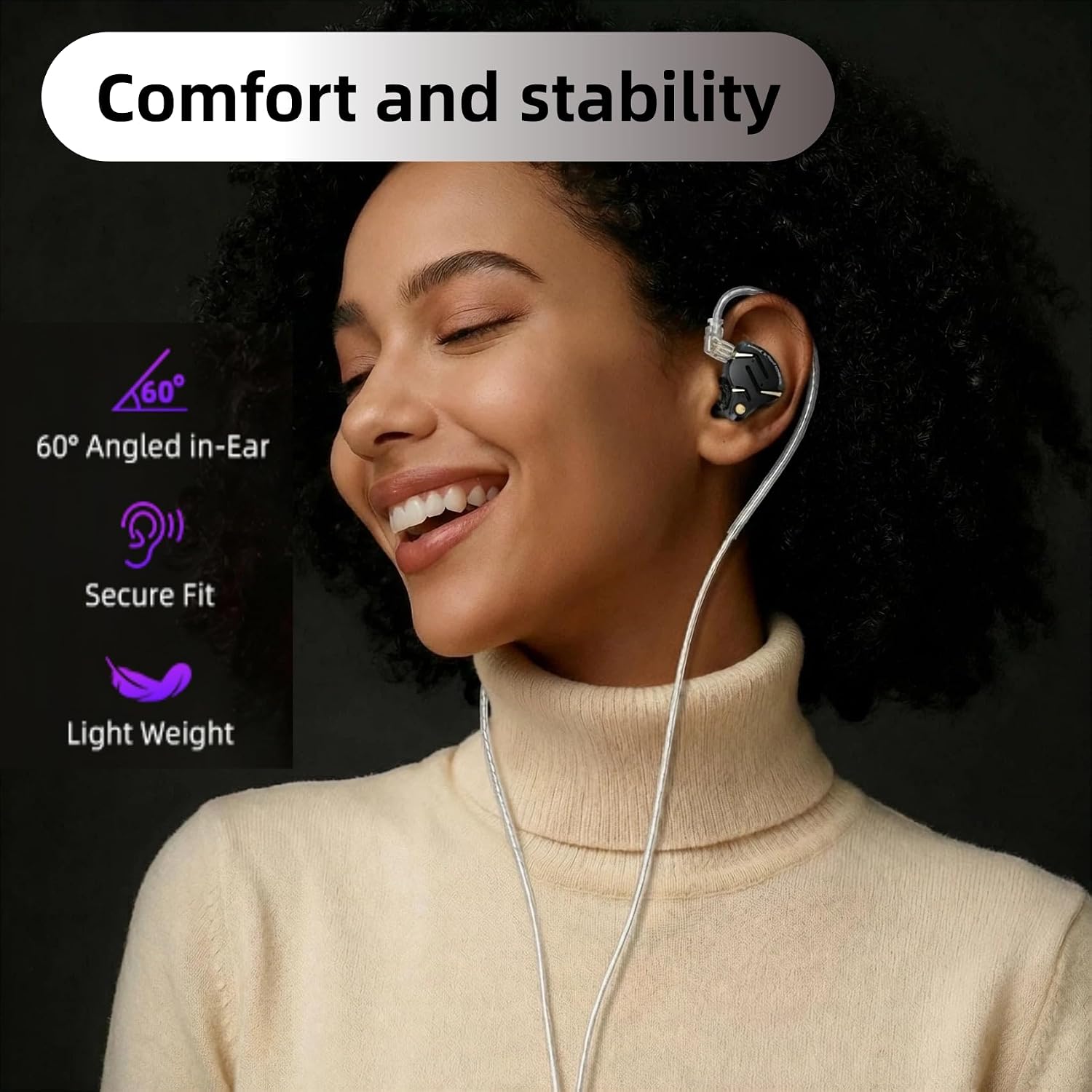 Detalle de Yinyoo KZ ZS12 Pro 2 2-Pin Wired Hybrid In-Ear Monitor (5BA+1DD) for Gaming, Music, and Calls (Black, No Mic)