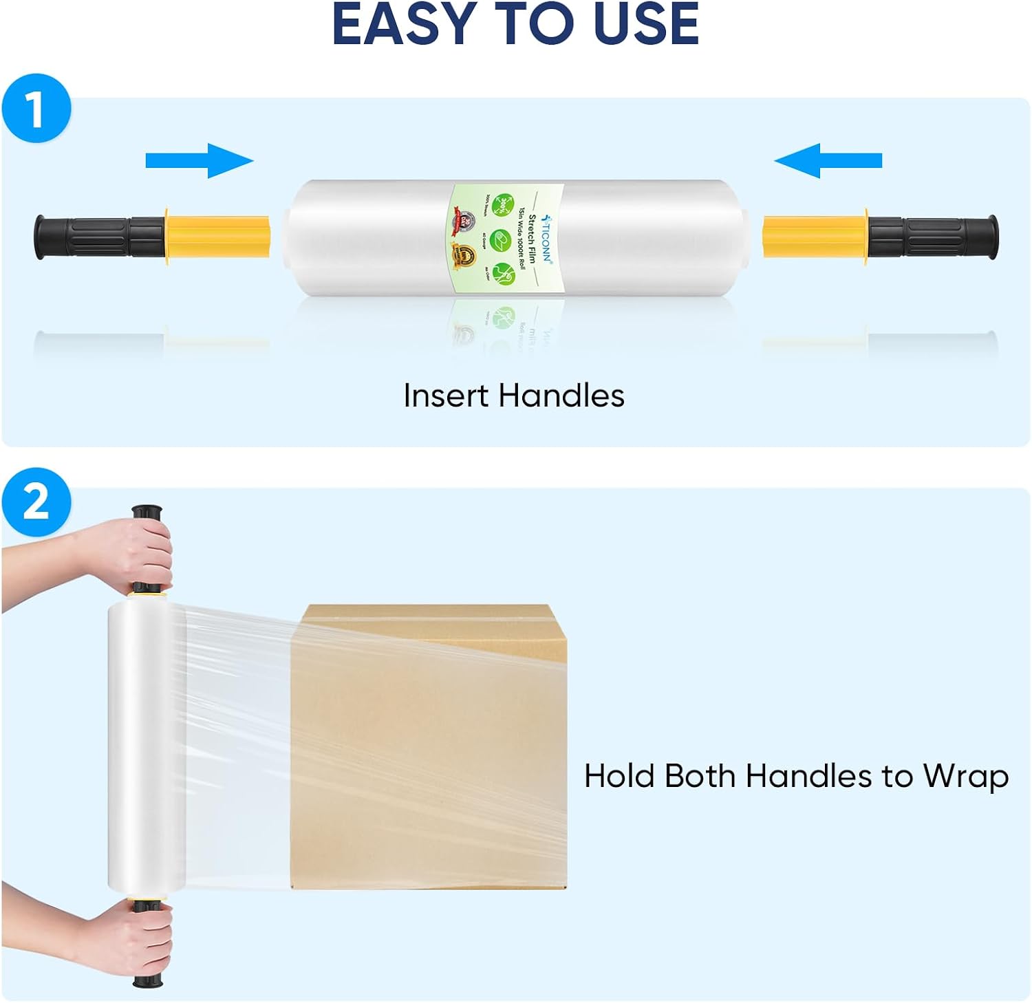 Thumbnail 5 de TICONN 15 in x 1000 ft Stretch Wrap Roll, 60-Gauge Moving Film