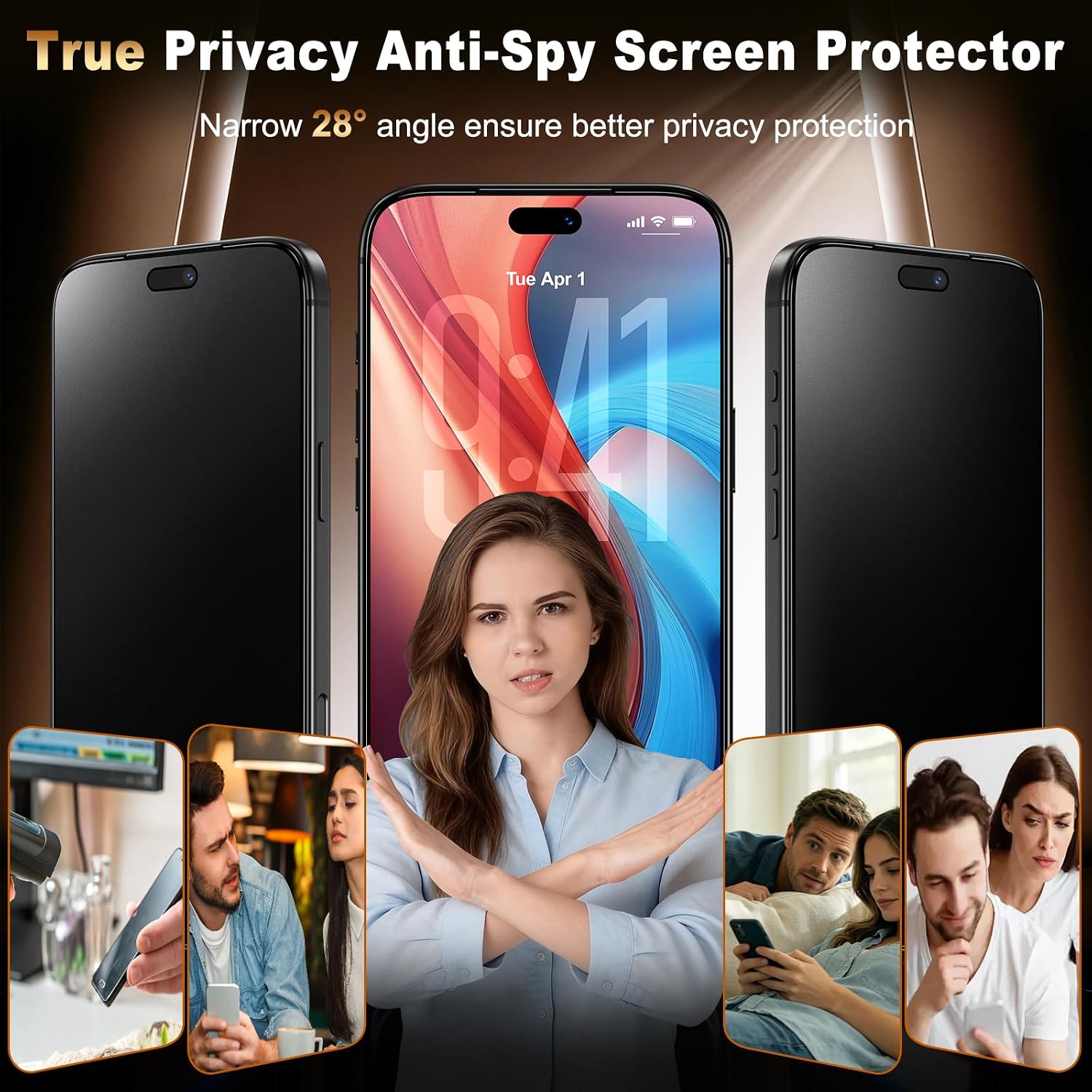 Detalle 2 de UniqueMe iPhone 18 Pro Matte Privacy Screen Protector, 2-Pack