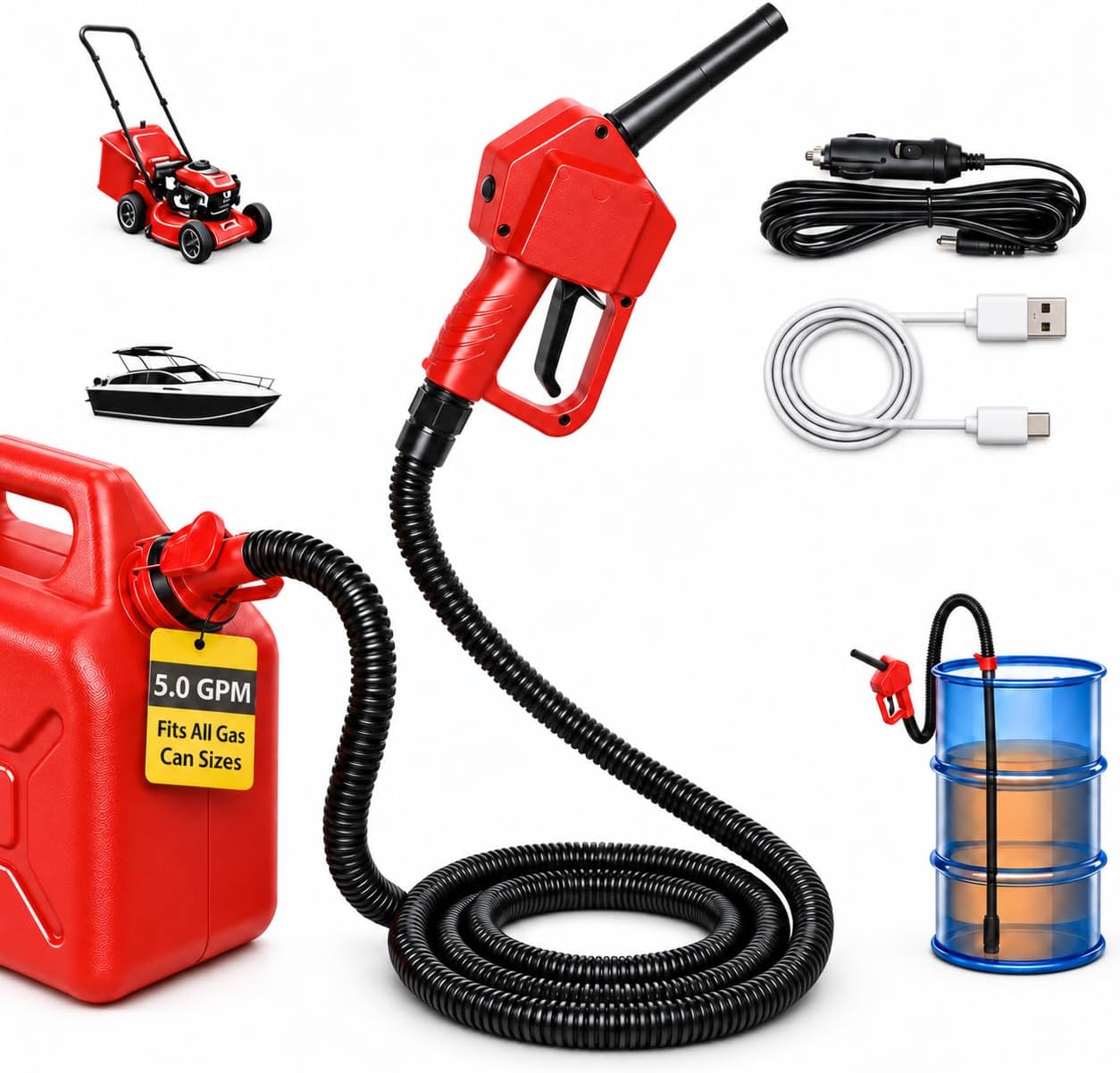 Detalle 2 de MISFANS Cordless Fuel Transfer Pump, 5 GPM, DeWalt 20V and Milwaukee 18V Compatible