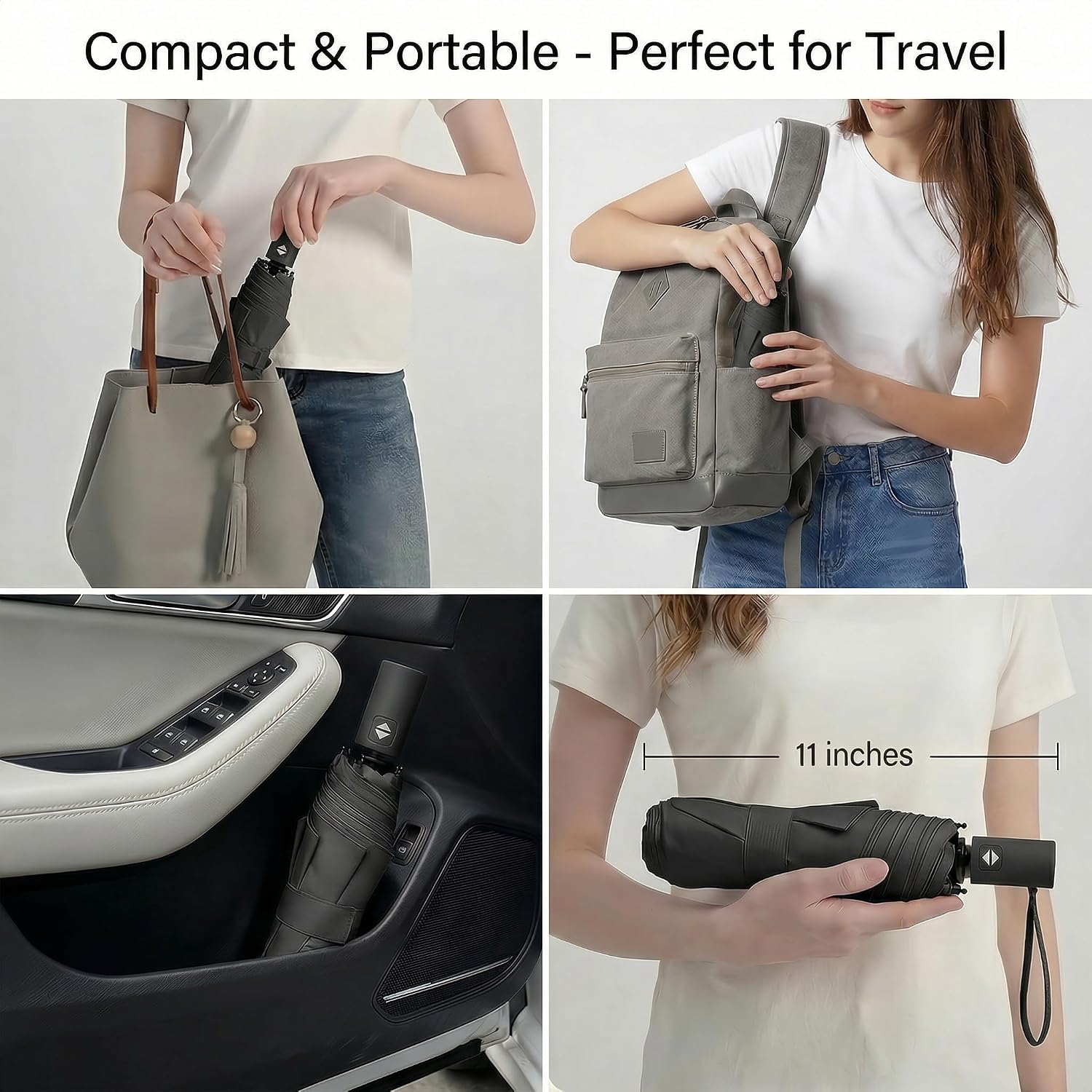 Thumbnail 2 de BAODINI Small UV Protection Travel Umbrella (UPF 50+), compact windproof rain & sun umbrella, 42 inch canopy