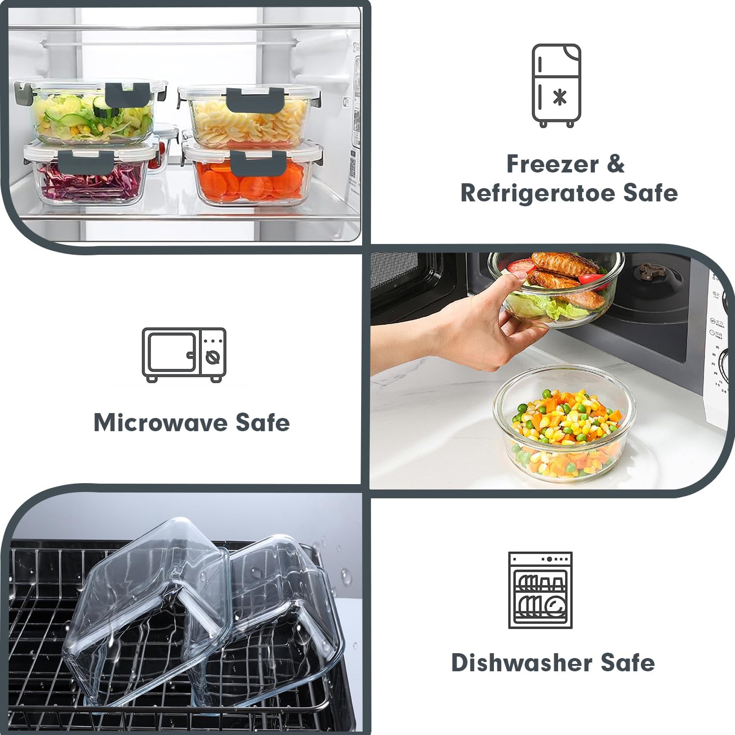 Detalle 1 de VERONES 30-Piece Glass Meal Prep Containers set 🍱