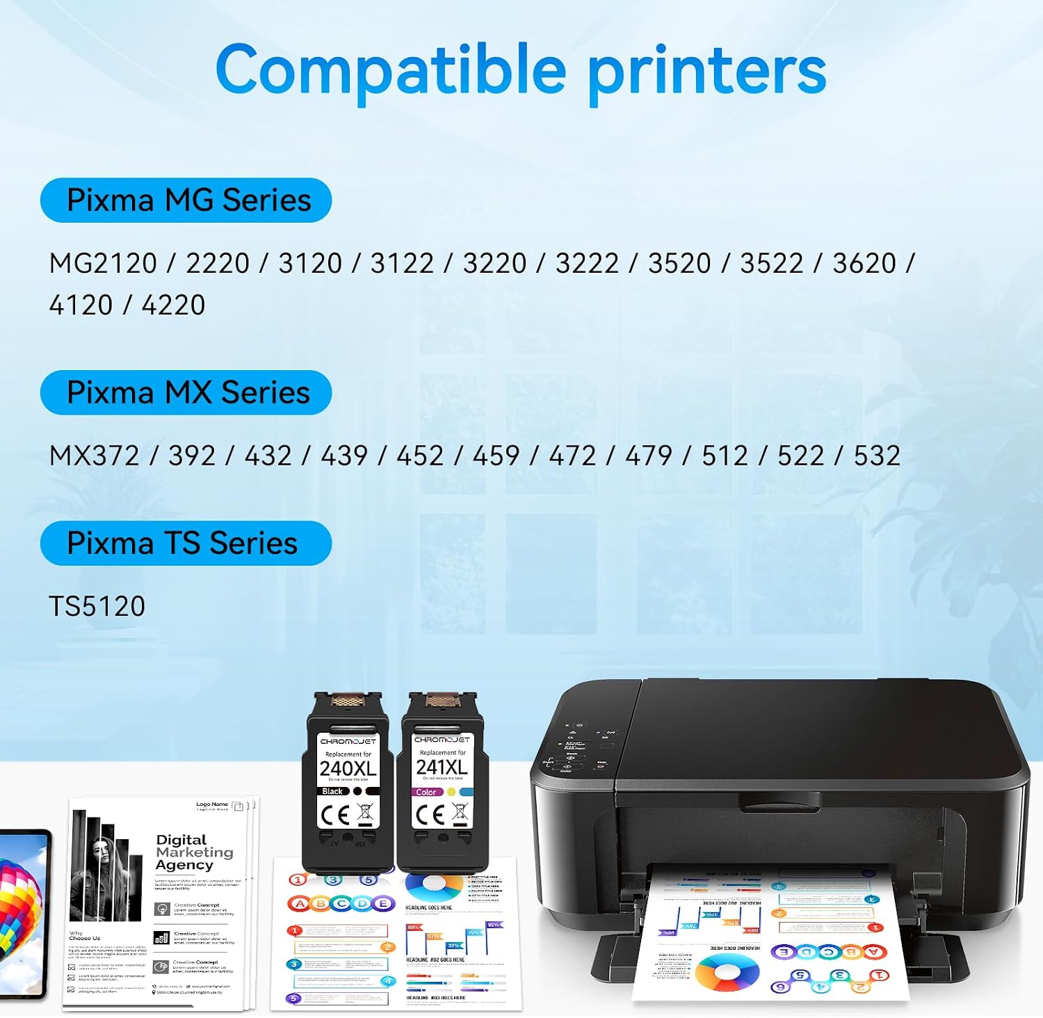 Detalle 2 de Chromojet PG-240XL/CL-241XL Compatible Ink Cartridge Combo for Canon PIXMA