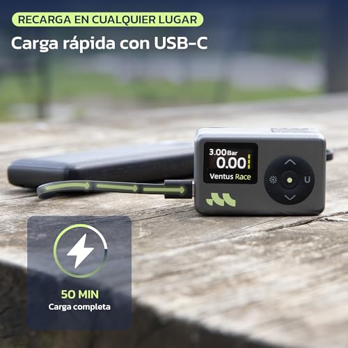 Thumbnail 7 de Woowind Ventus Race inflador eléctrico mini para bicicleta con manómetro, 120 PSI y válvulas Presta/Schrader